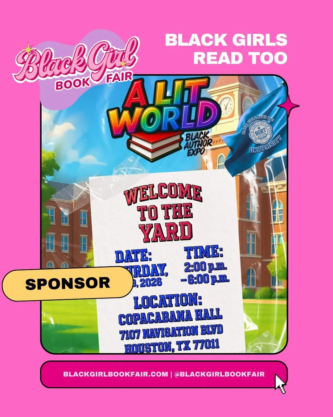 ✨Sponsor Alert✨ @blackgirlsreadtoohtx, hosts of A Lit World Black Author Expo, will have a special discount code for all BGBF attendees! 💕 Our virtual live shopping event is ONE WEEK AWAY! Have you gotten your free tickets? Each ticket enters you in