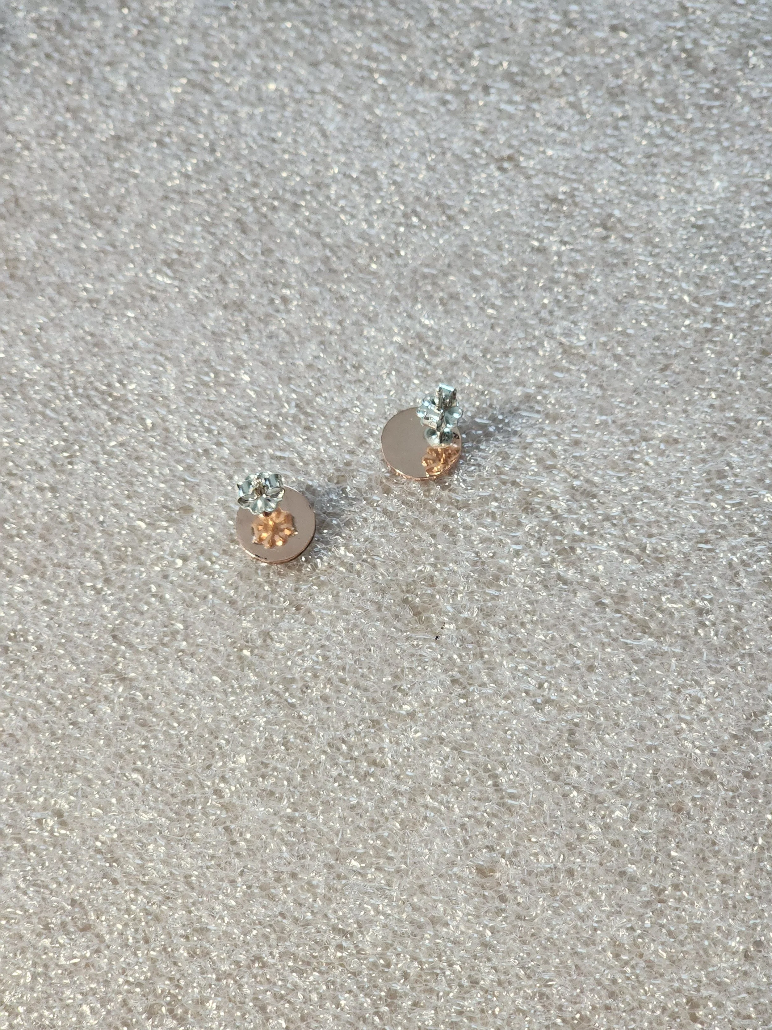 Copper shiny round textured earrings reverse side 2.jpg