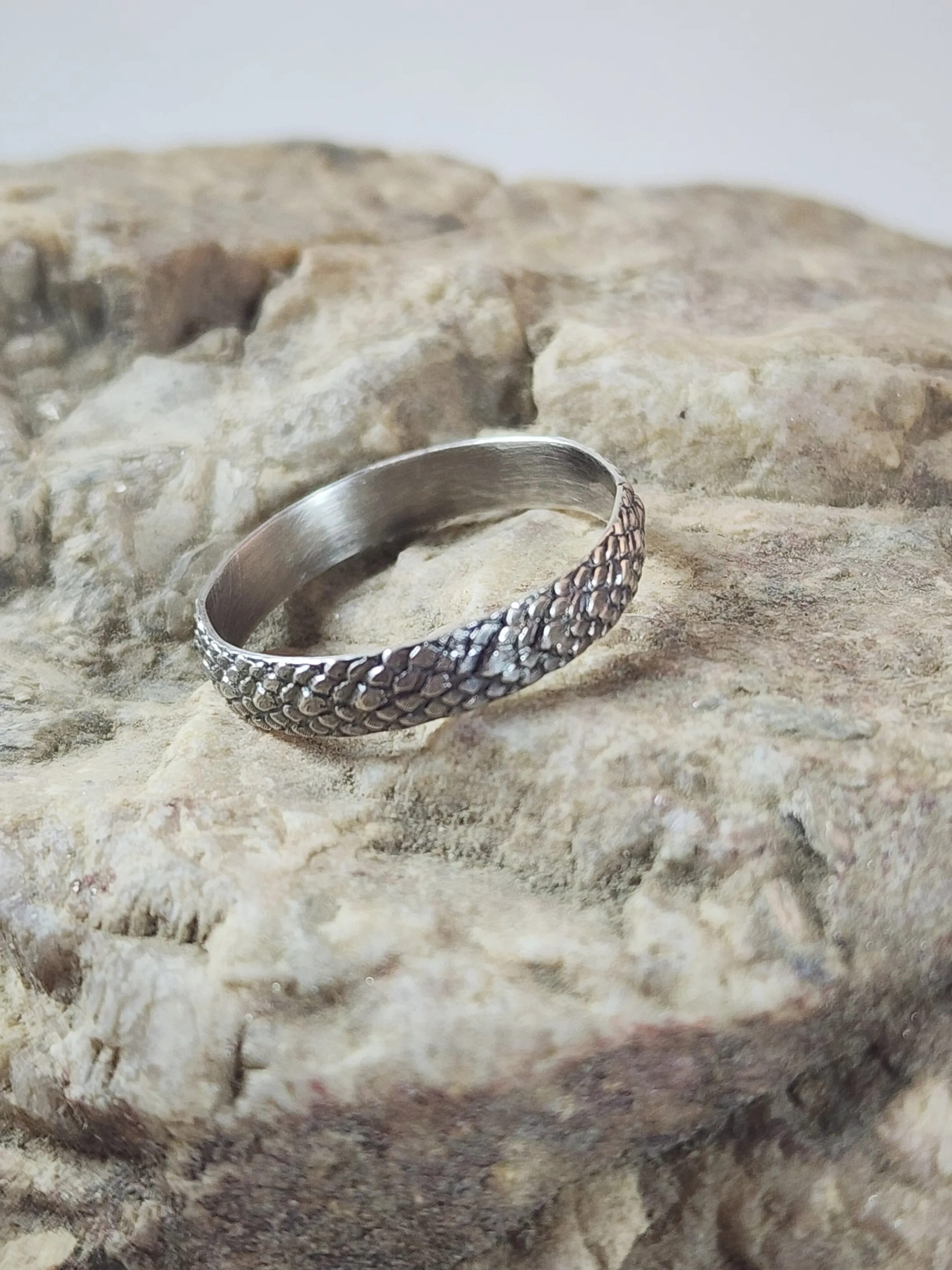 Dragon Scale Sterling Silver Stacker Ring