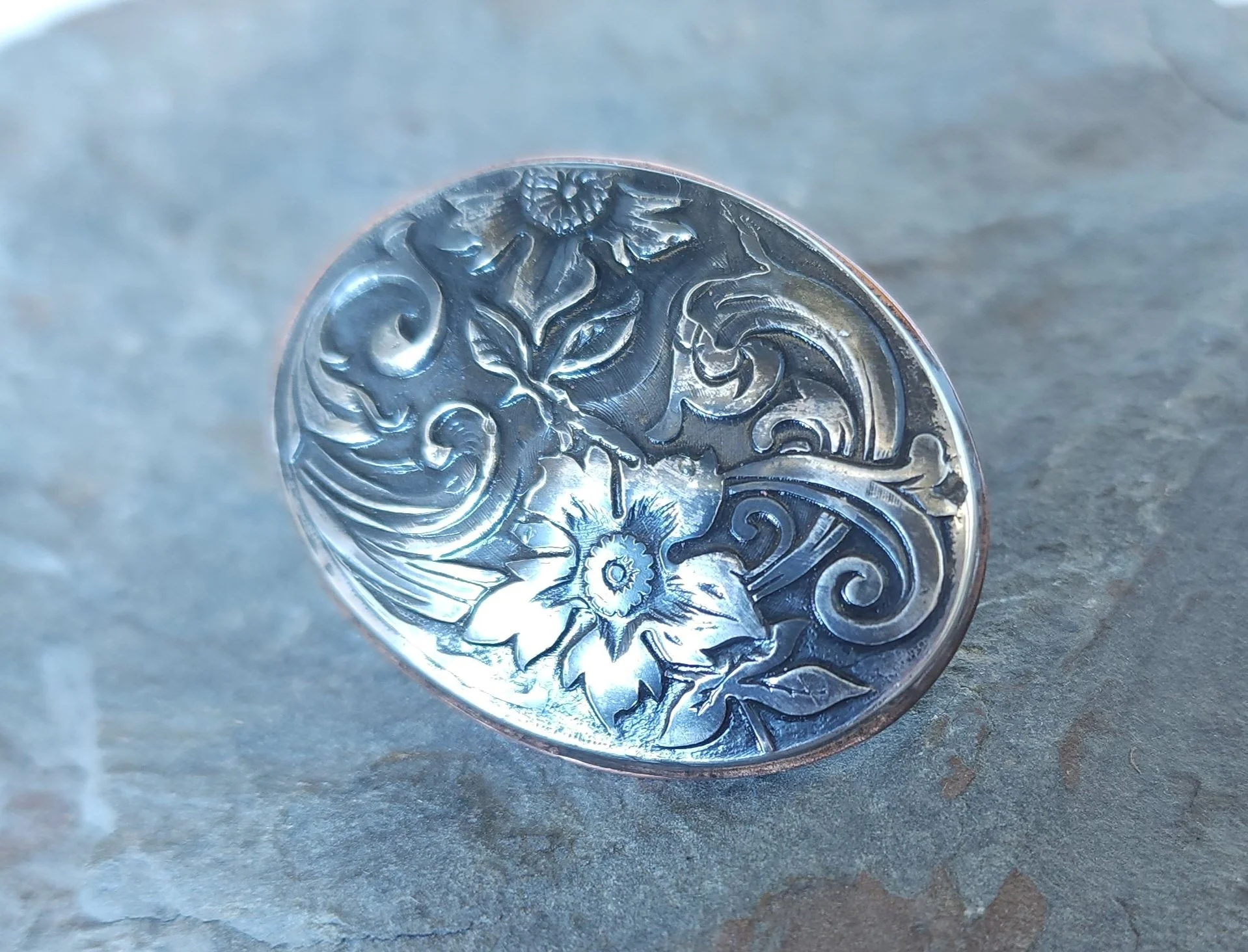 Floral Pewter Brooch
