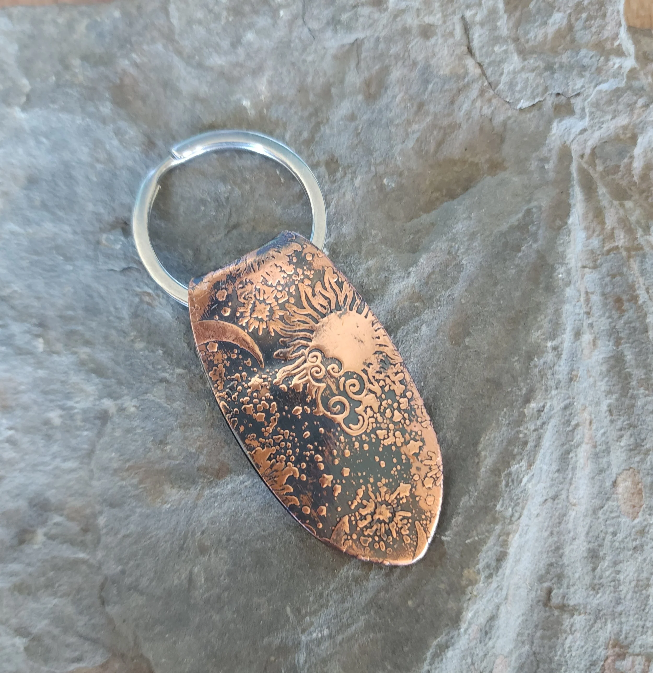 Celestial Copper Keyring with Stainless Steel Split Ring