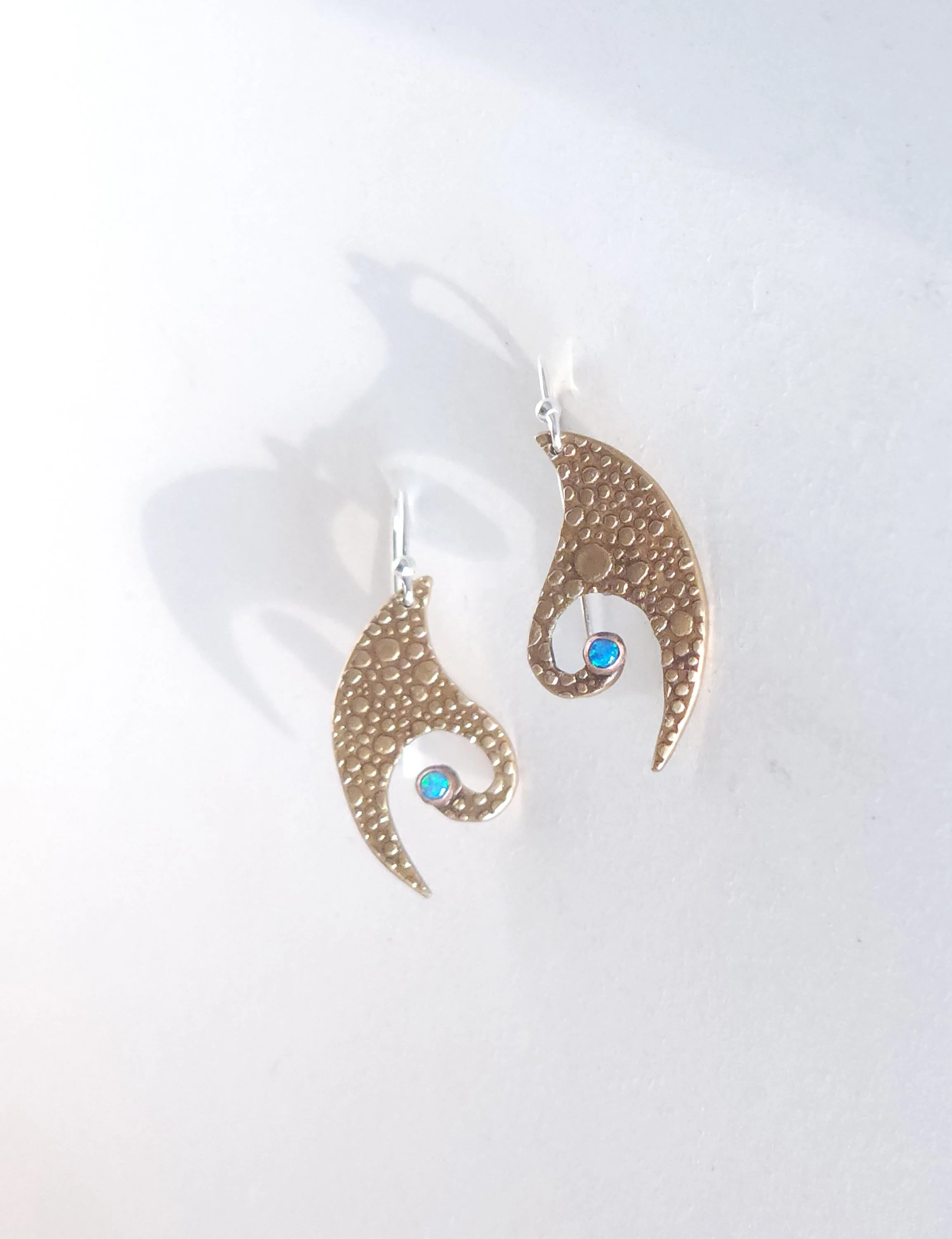 Textured Bronze & Opal Earrings