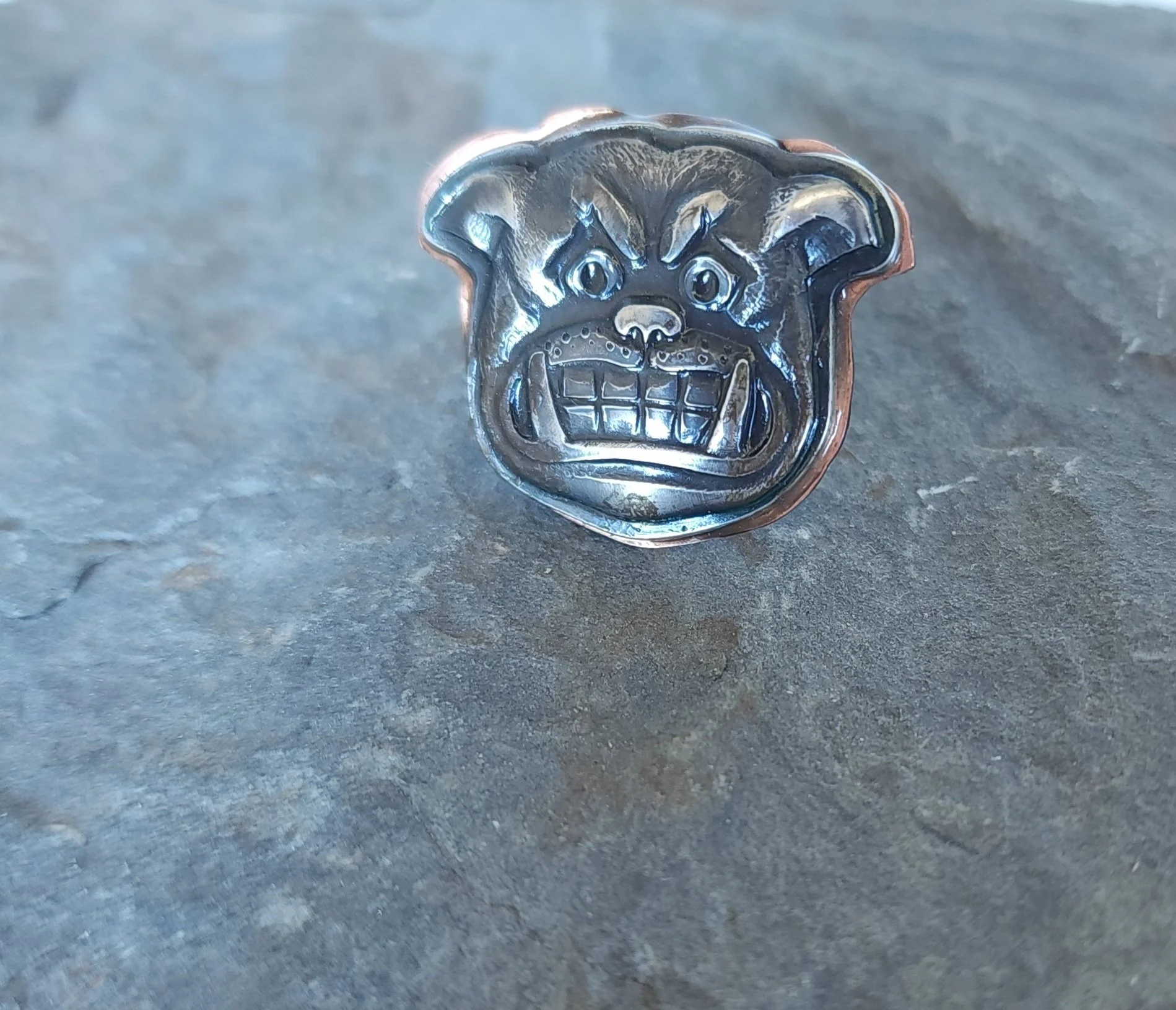 Whimsical Pewter Bulldog Brooch