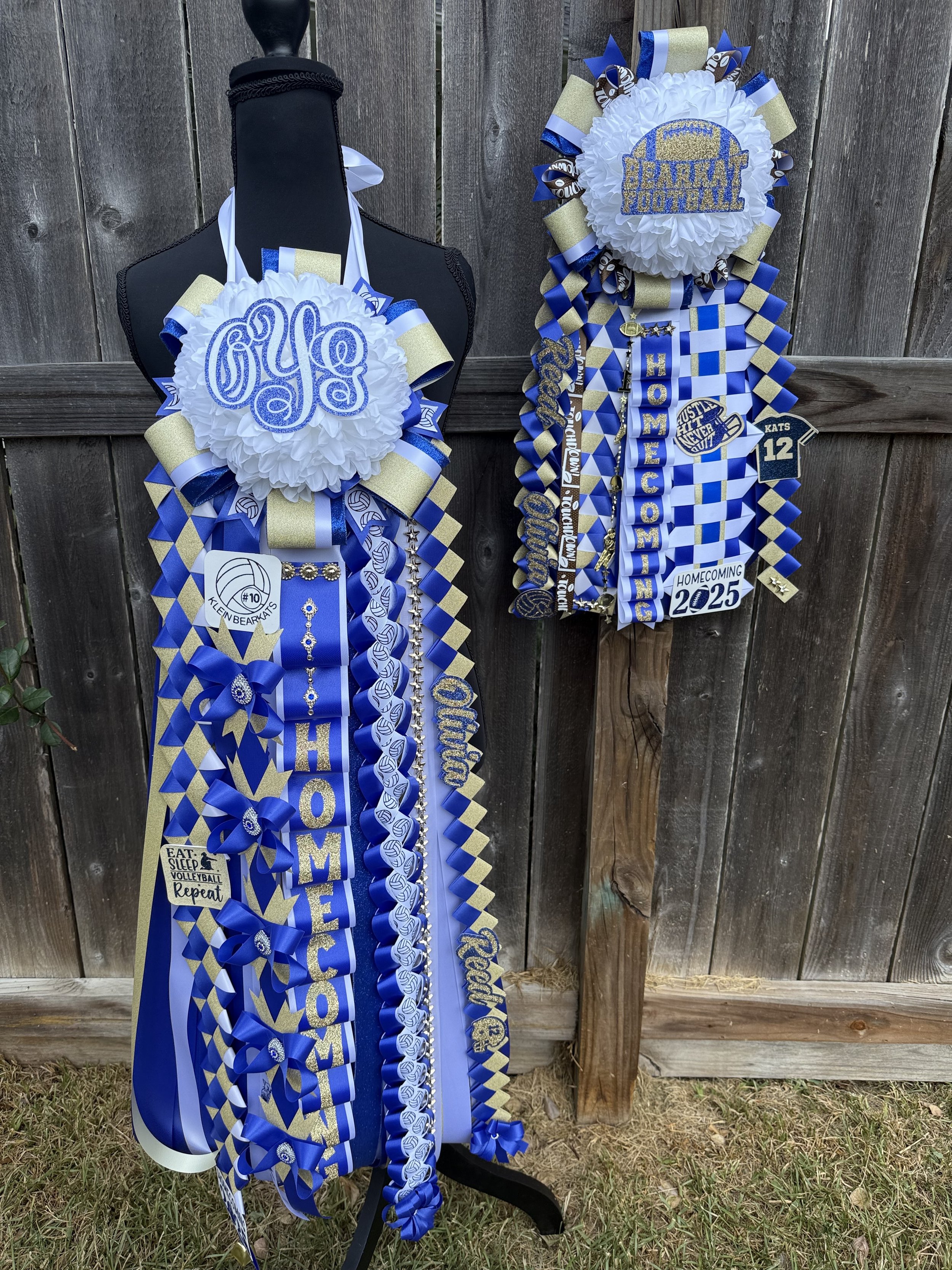 Queen Bee Matching Mum and Garter (with added monogram on mum)