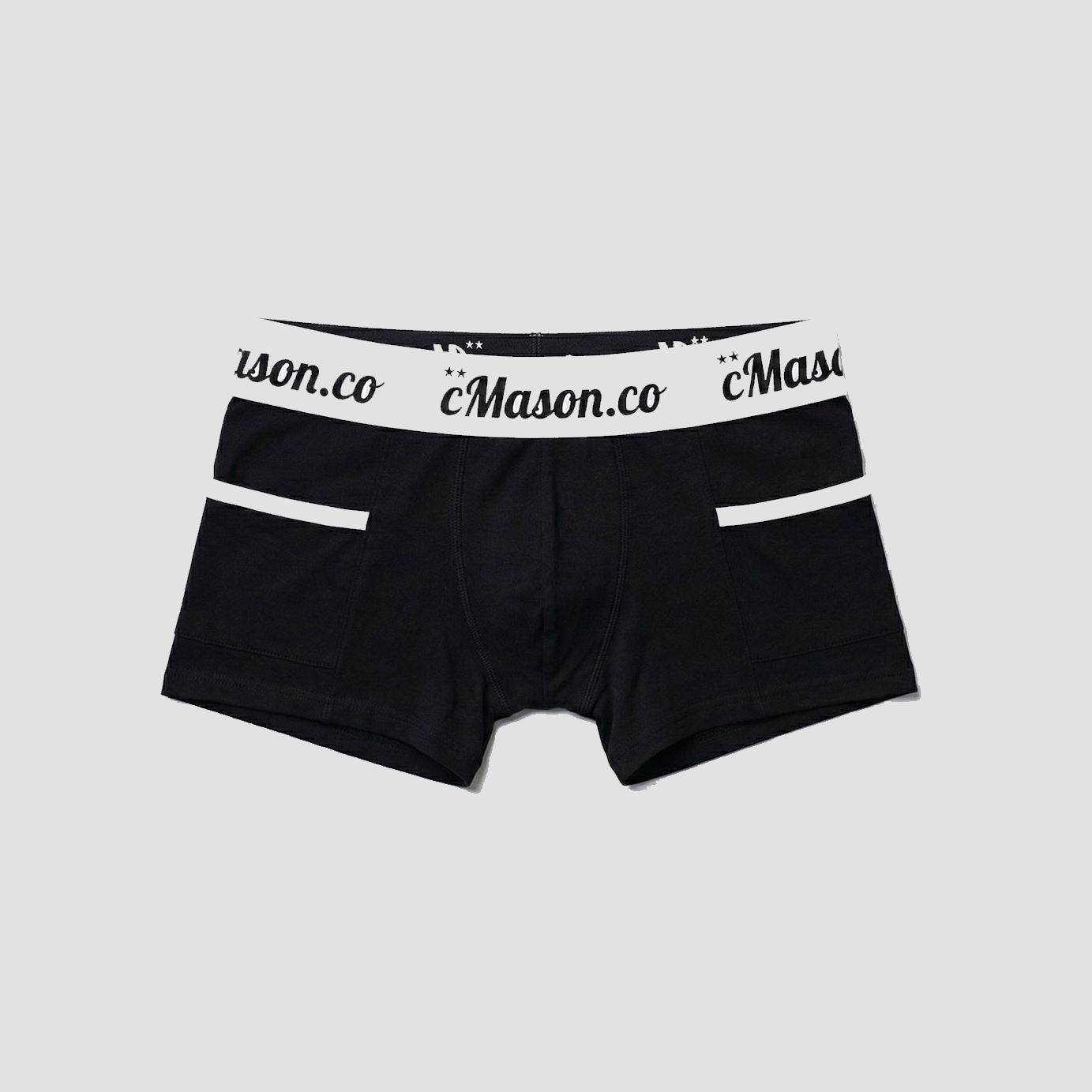 100% Organic Pima Cotton - Black / White / Front Pocket