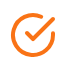 Orange checkmark inside a circled outline