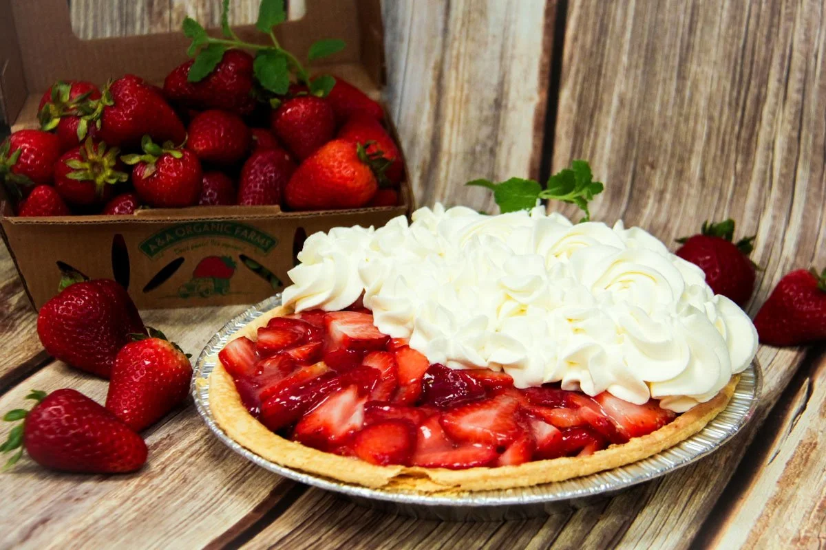 Fresh Strawberry Cream Pie Baked at Golden Harvest Market in Rhinelander