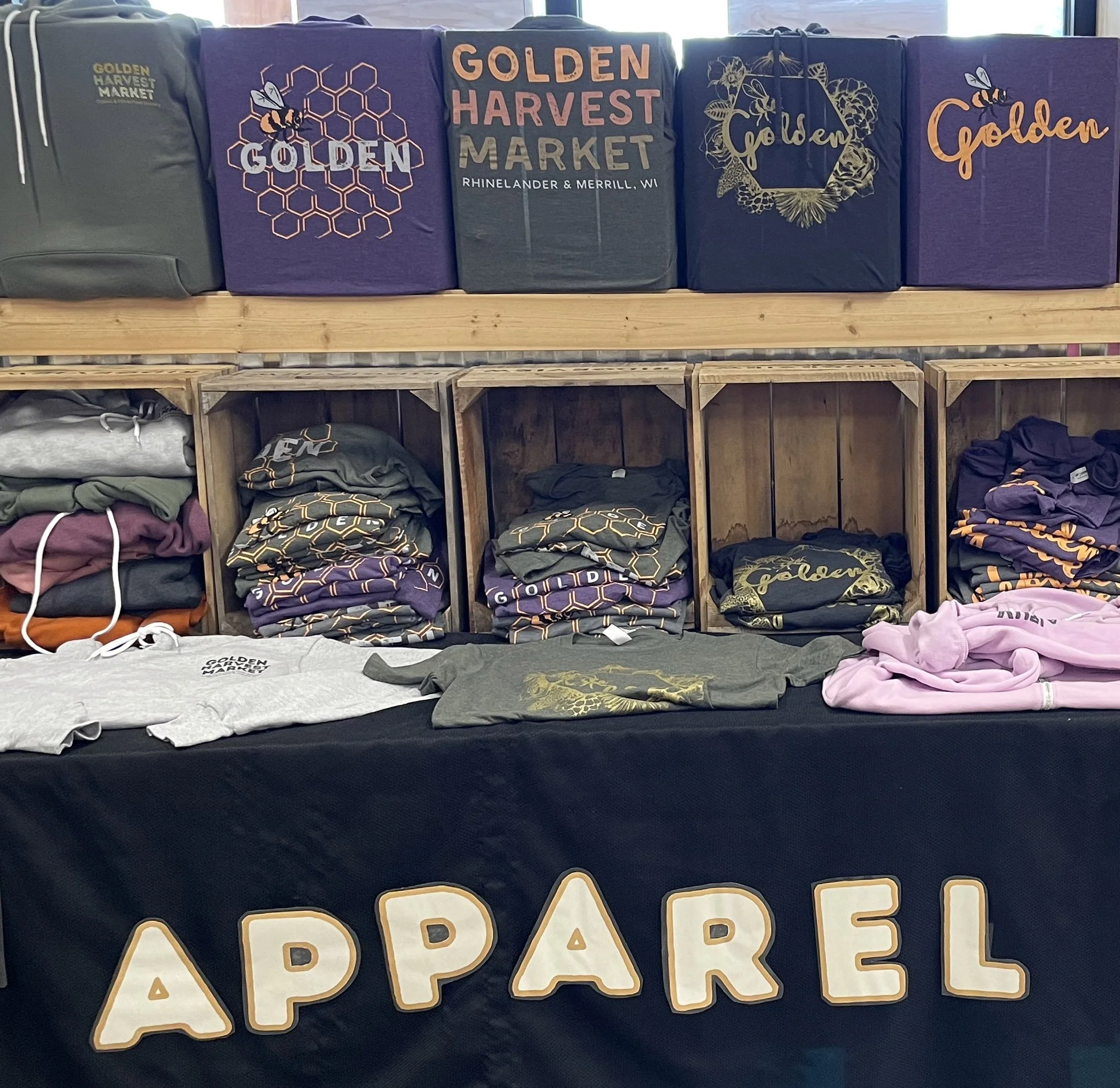Golden Harvest Apparel display