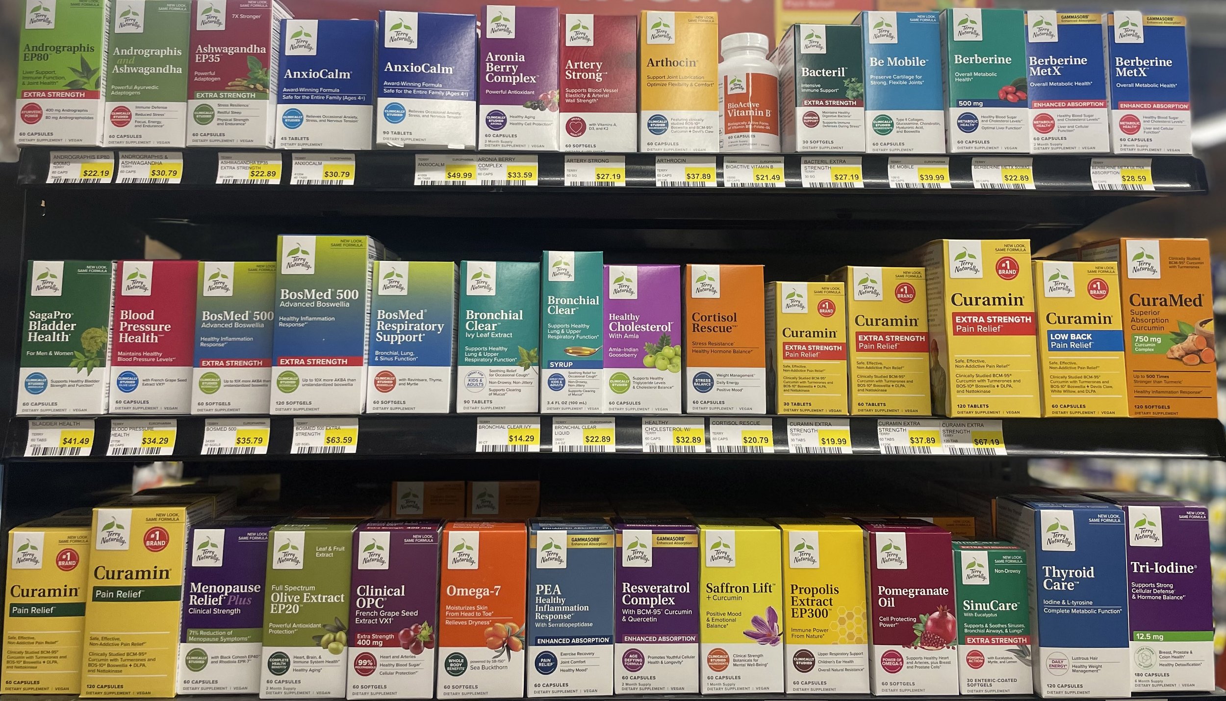 Terry Naturally supplements on shelf