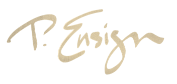 P. Ensign signature in tan ink or marker.