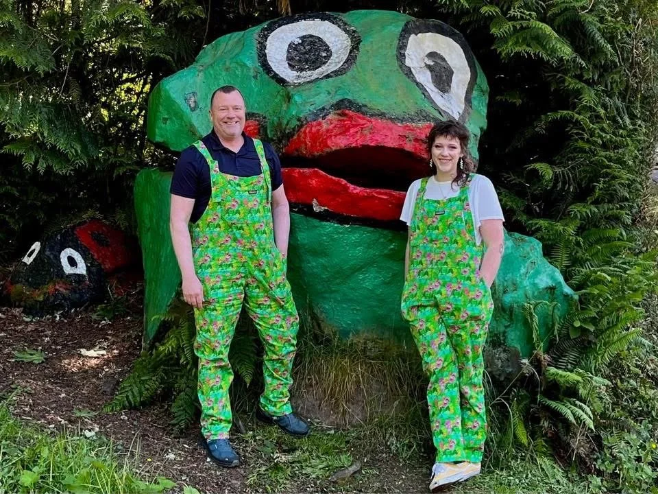 Frog fit: Richard Smith and daughter visit Frog Rock.