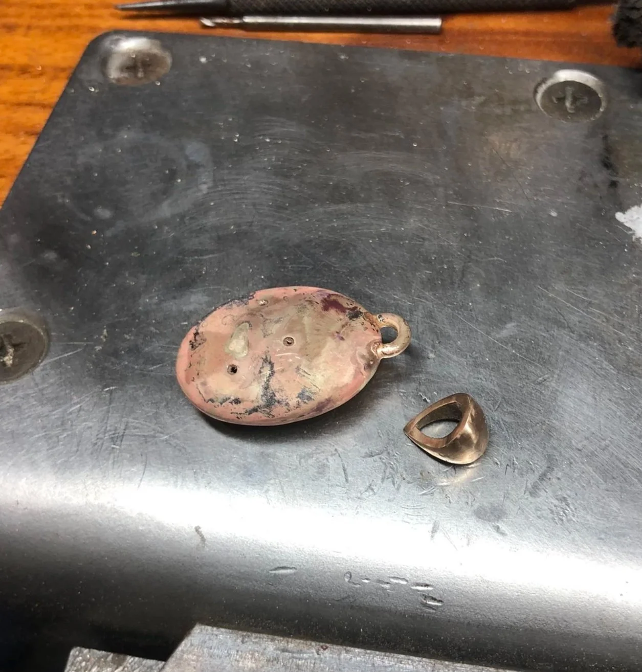 Gold pendant work in progress. 