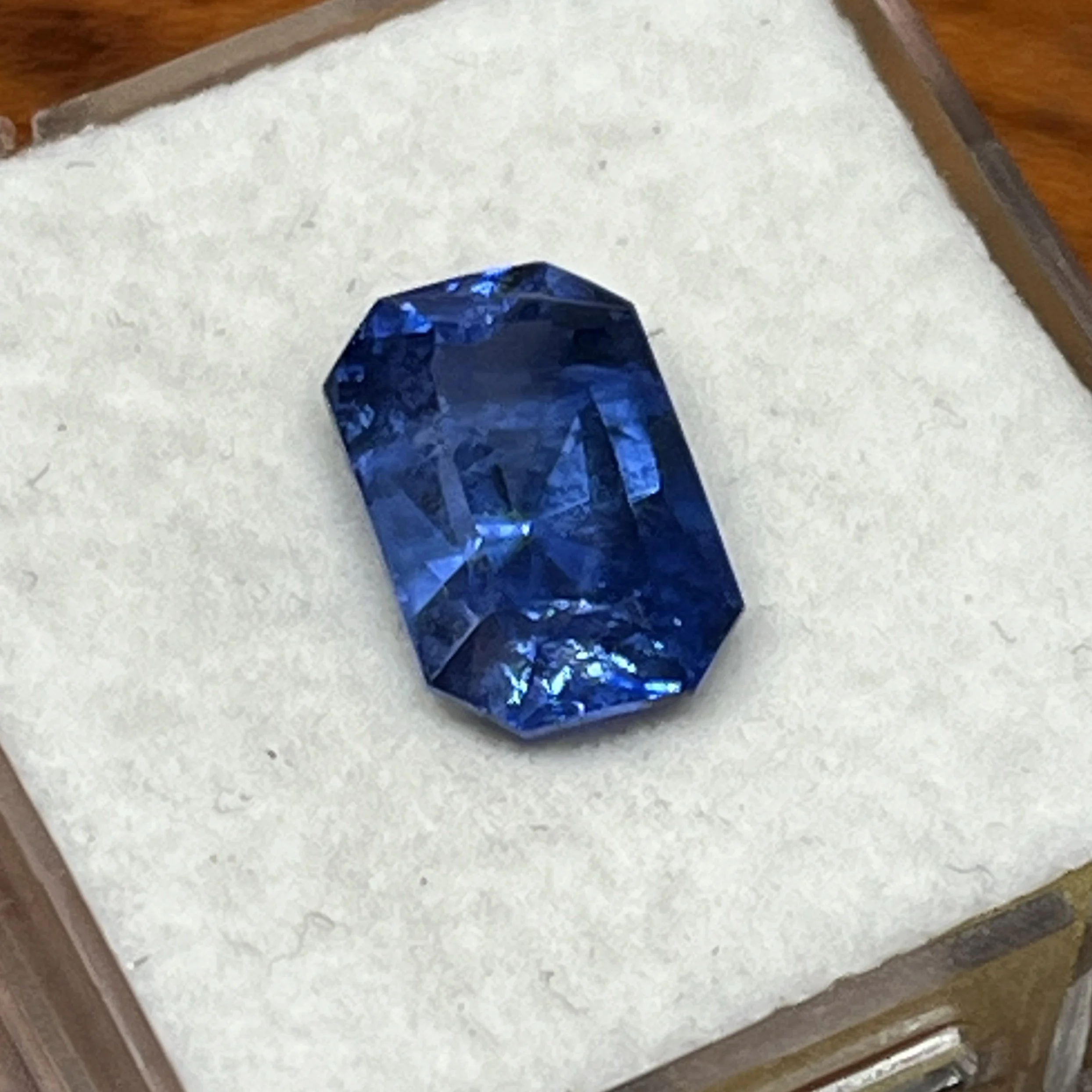 Emerald-cut Ceylon sapphire