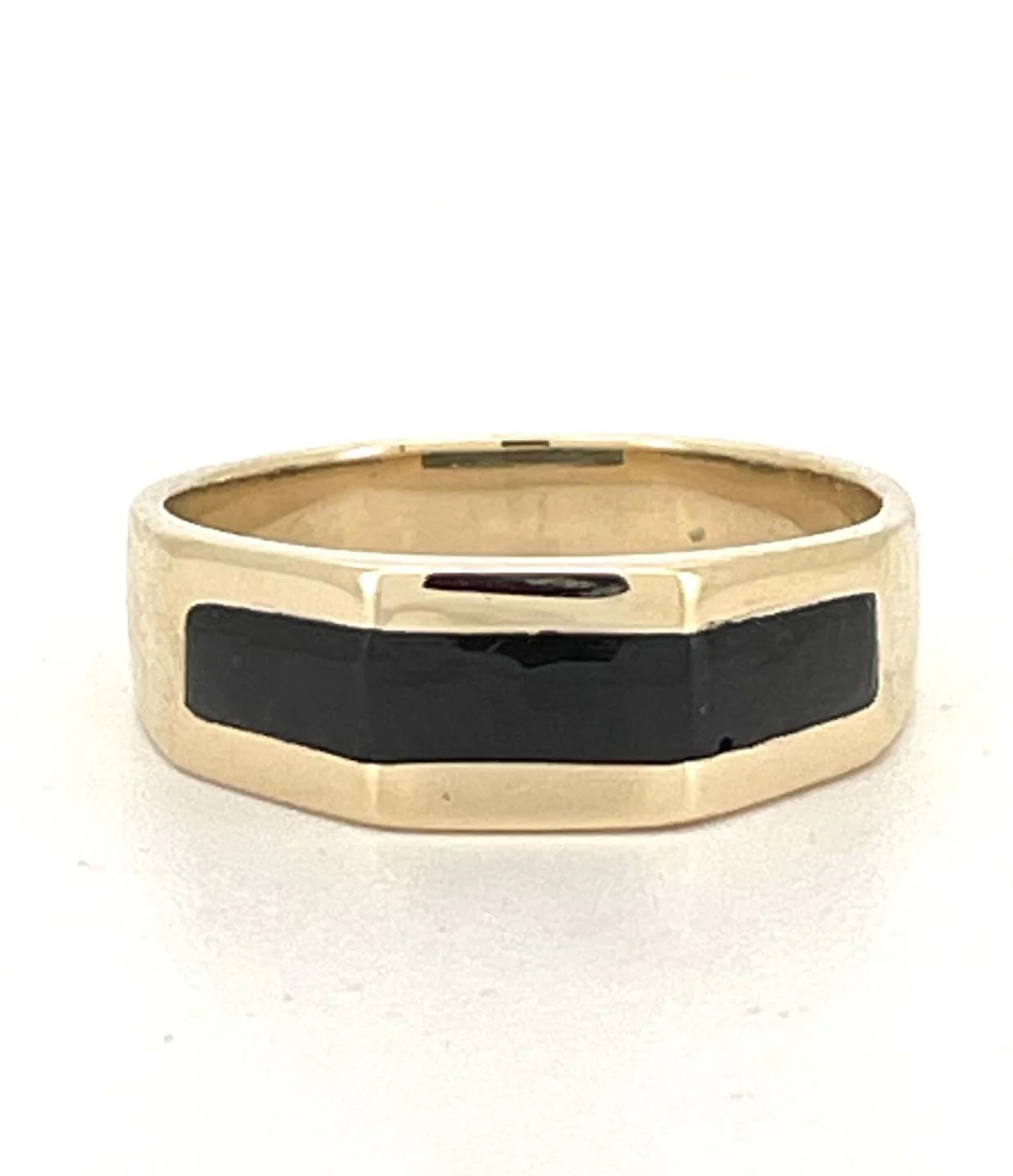 Gold ring after black inlay repair and refinishing