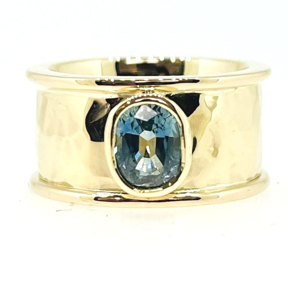 Old gold remodelled into a handmade Ceylon sapphire dress ring by MN Jewellery Design