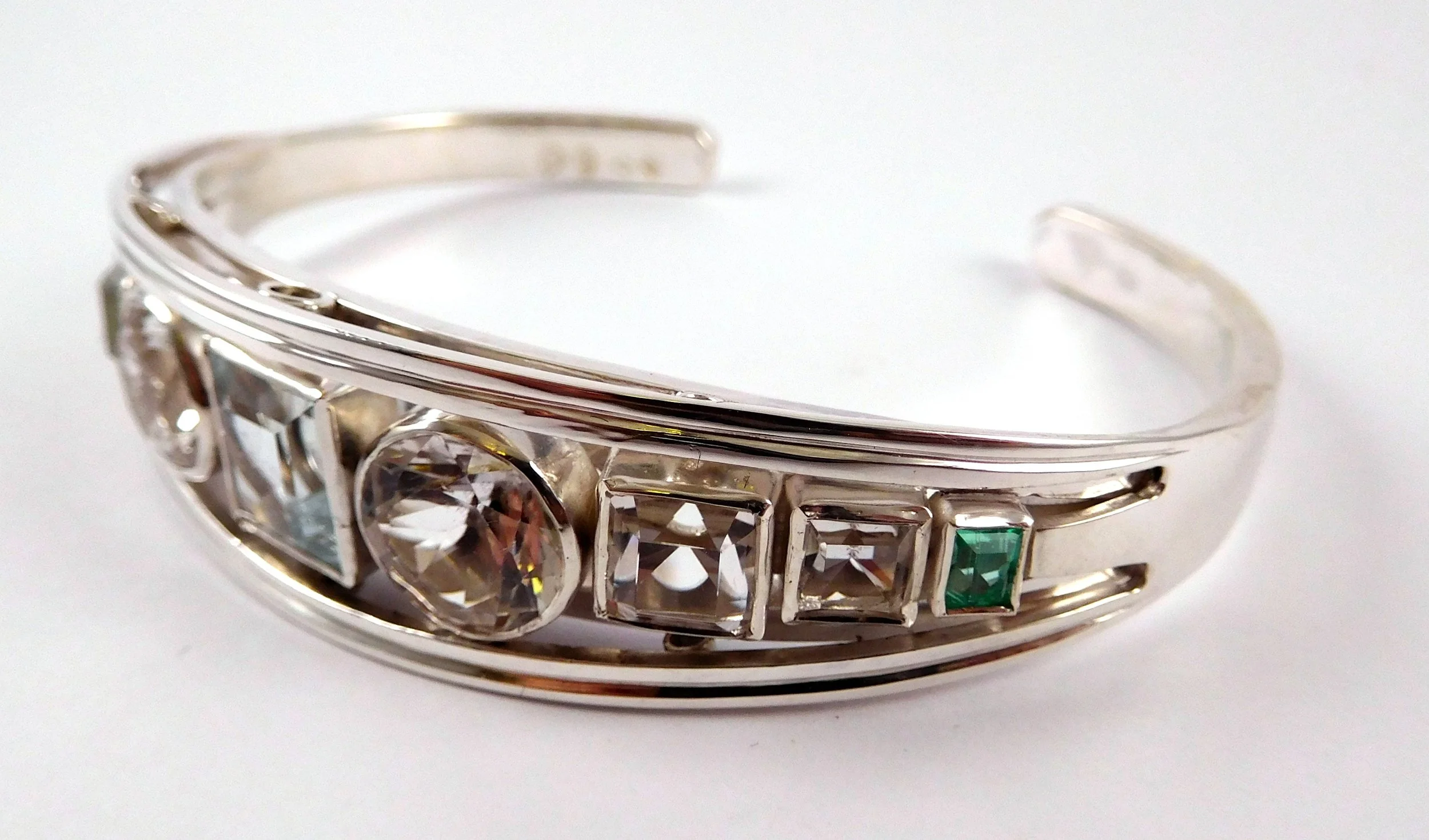 Handmade sterling silver cuff set with family-mined gemstones