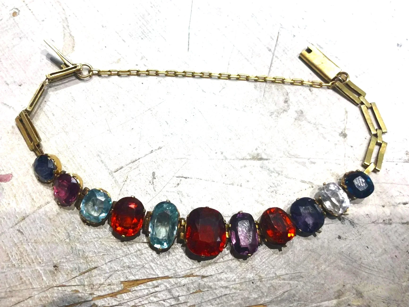 Antique gemstone bracelet before restoration