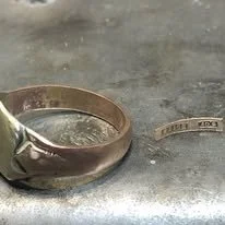 Close-up of a vintage ring to be repaired.