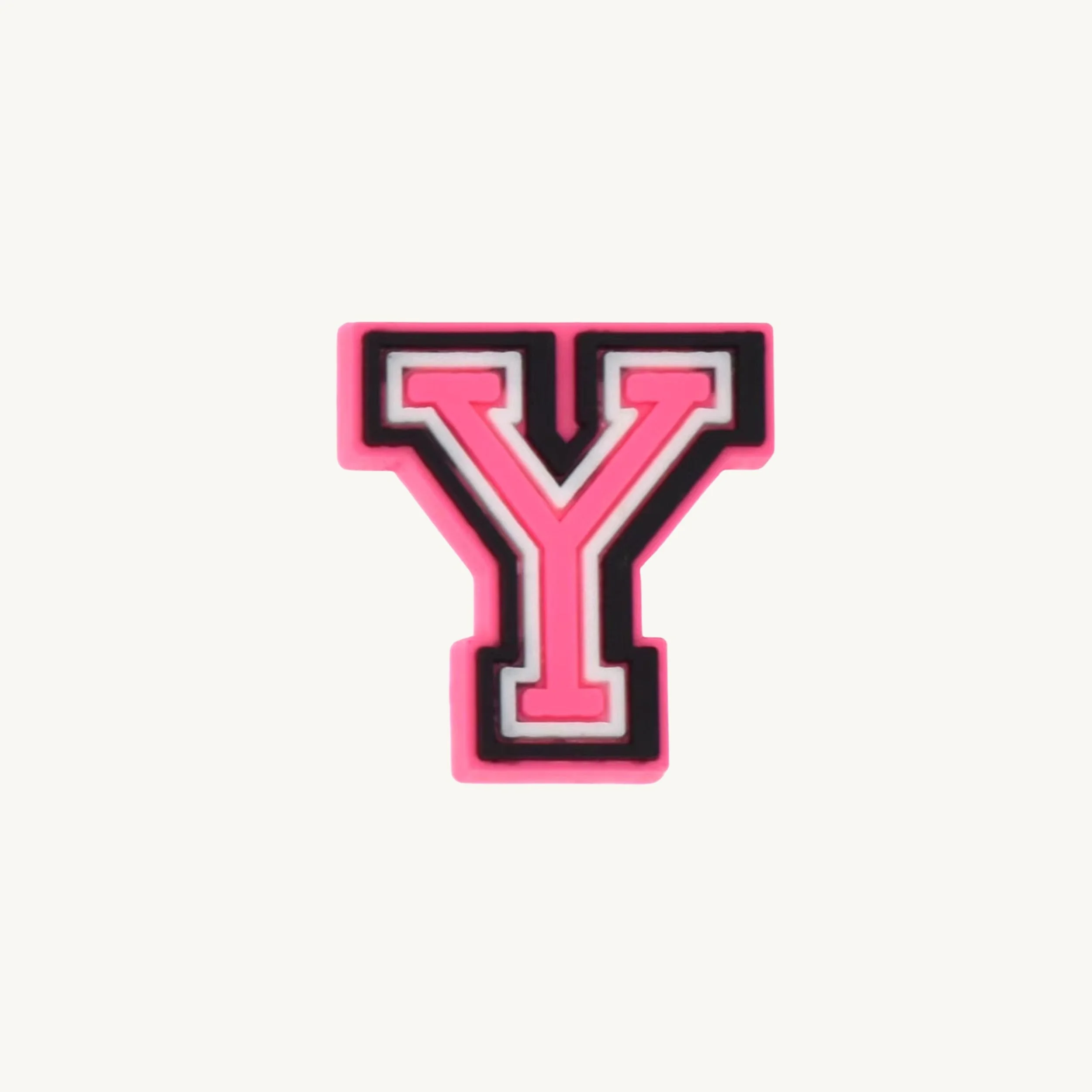 Pink varsity initial letter Y charm by CharmyKidz for customizable hair accessories