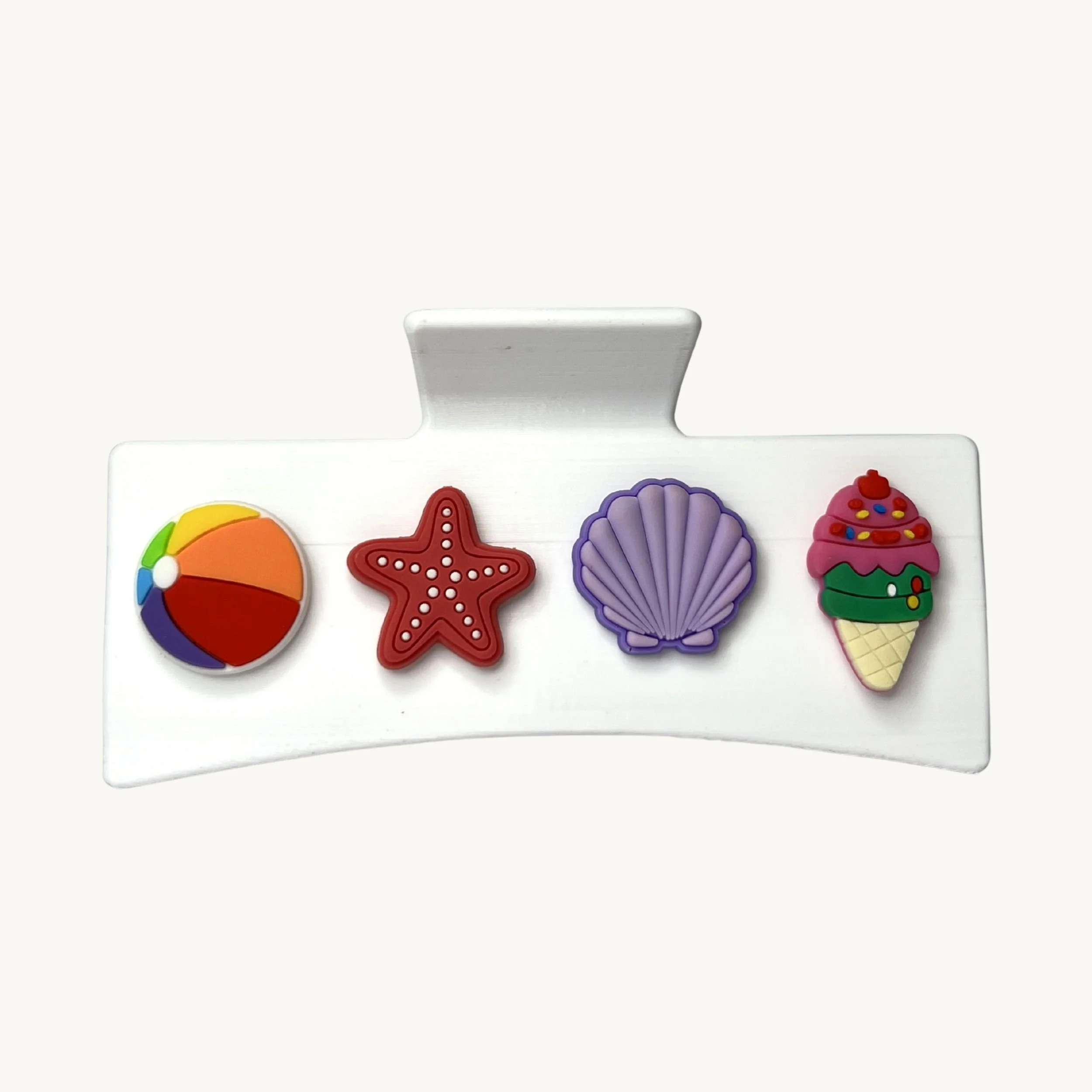 White charm hair claw clip set by CharmyKidz for customizable hair accessories