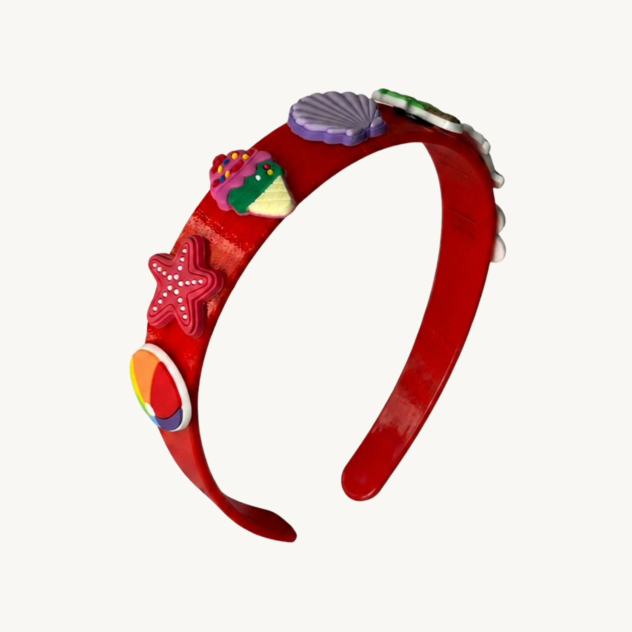 Red charm headband set by CharmyKidz for customizable hair accessories