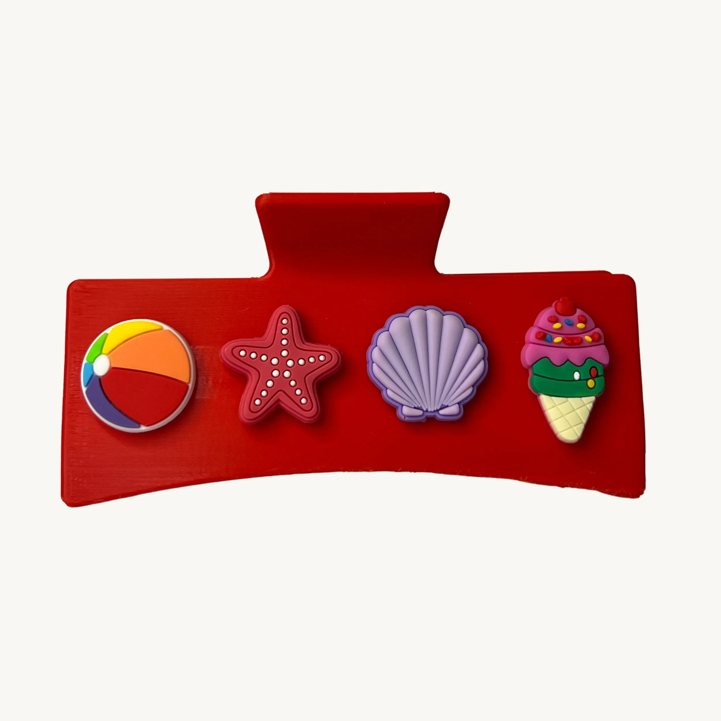 Red charm hair claw clip set by CharmyKidz for customizable hair accessories