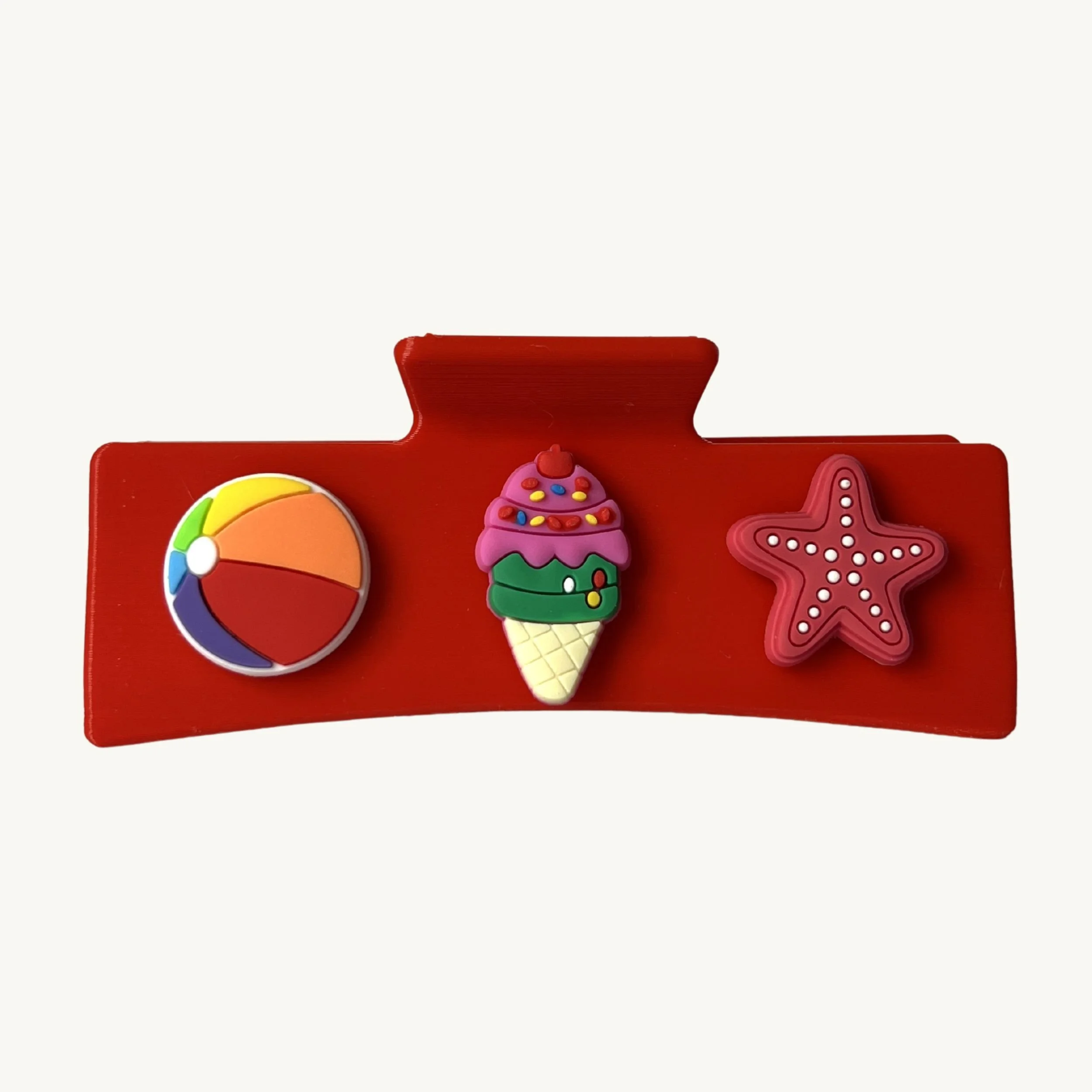 Red charm hair claw clip set by CharmyKidz for customizable hair accessories