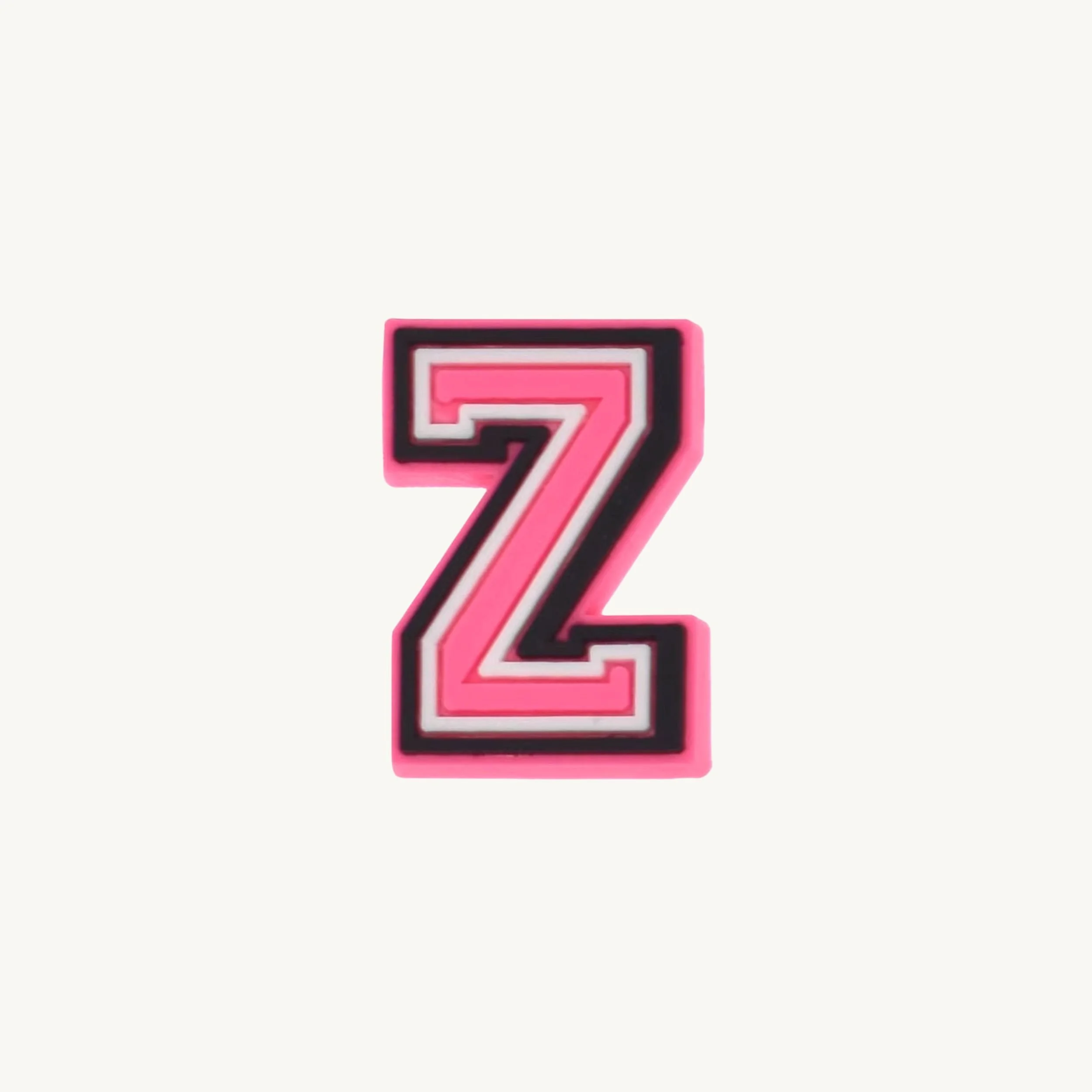 Pink varsity initial letter Z charm by CharmyKidz for customizable hair accessories