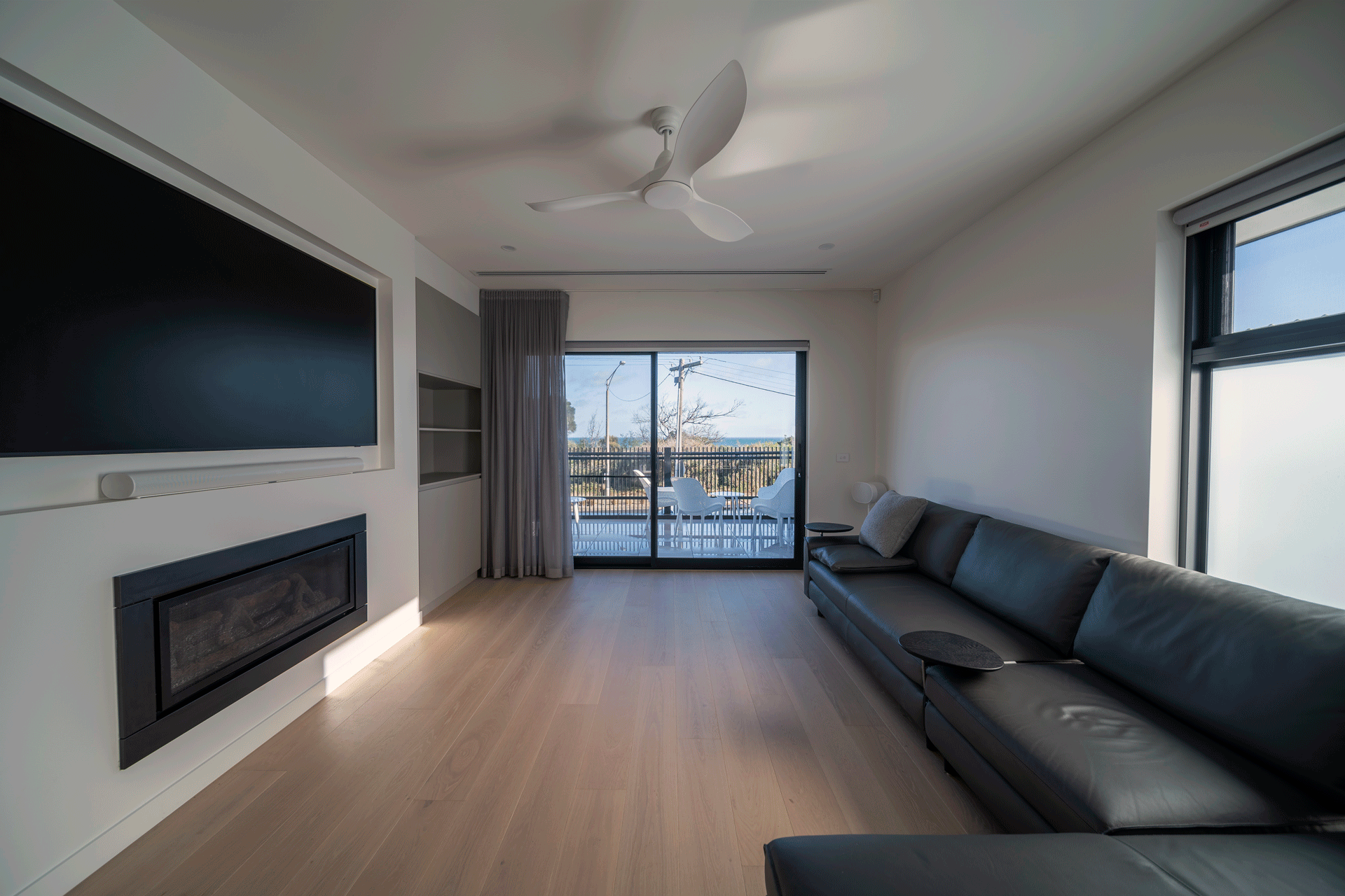 Bay views from the long rectangular loungeroom