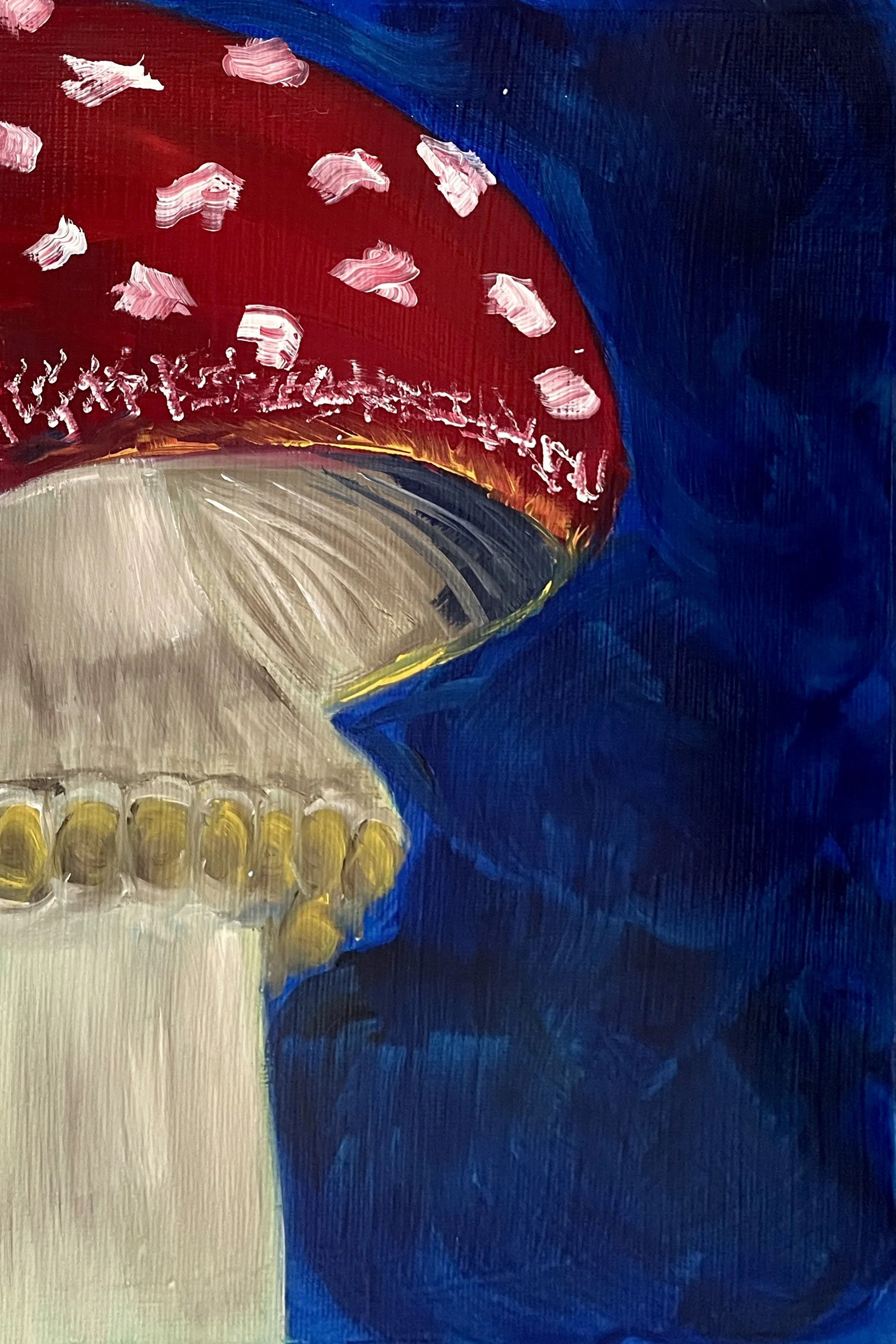 Dark Blue Mushroom Print