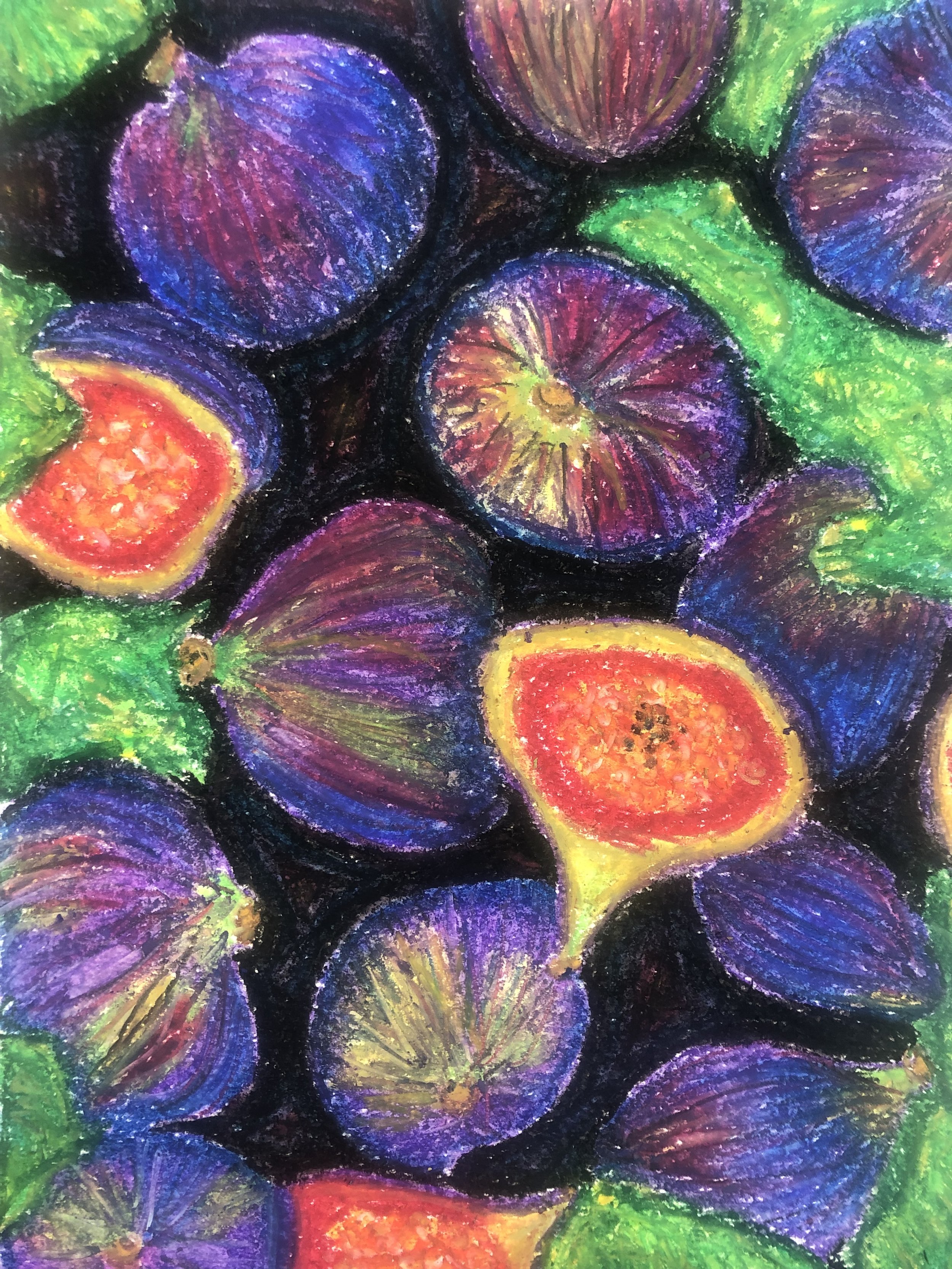 Framed Figs Oil Pastel - Original