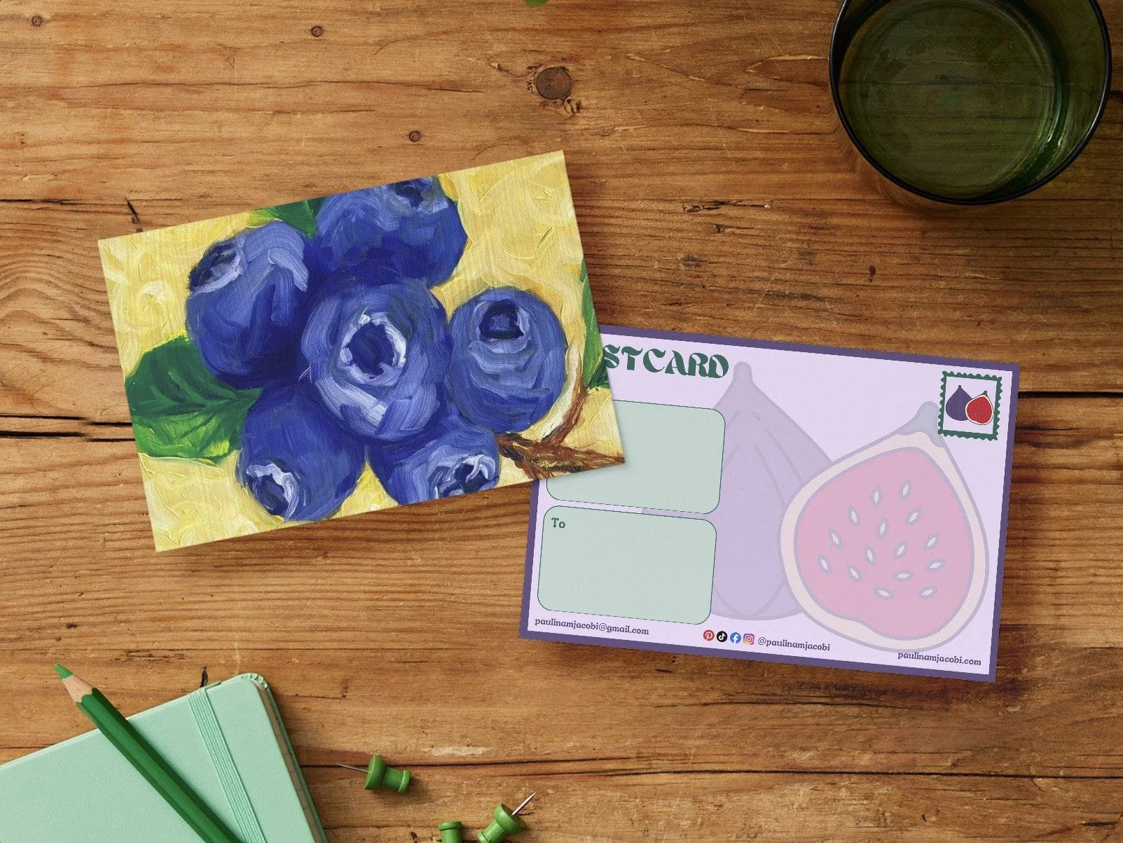 Blueberries - Postcard