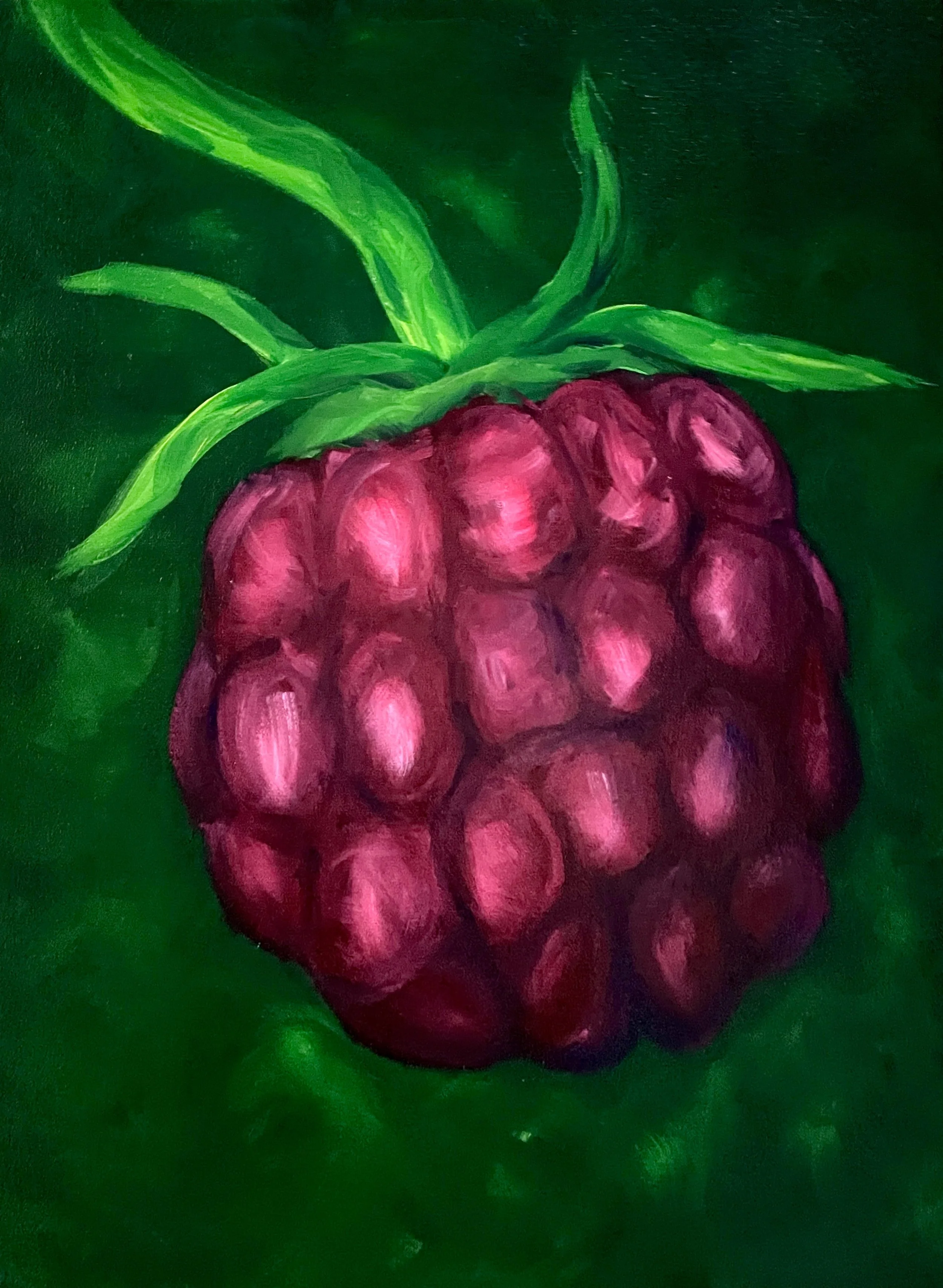 Raspberry Original Painting (12x16 Hand Stretched Canvas)