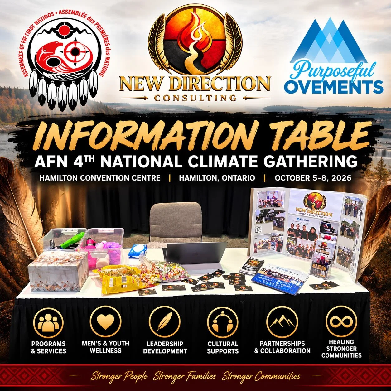 New Direction Consulting is at the AFN 4th National Climate Gathering in Hamilton, Ontario.

Connecting, sharing our work and building relationships across the country.
#AFN #FirstNations #MensWellness #IndigenousLeadership