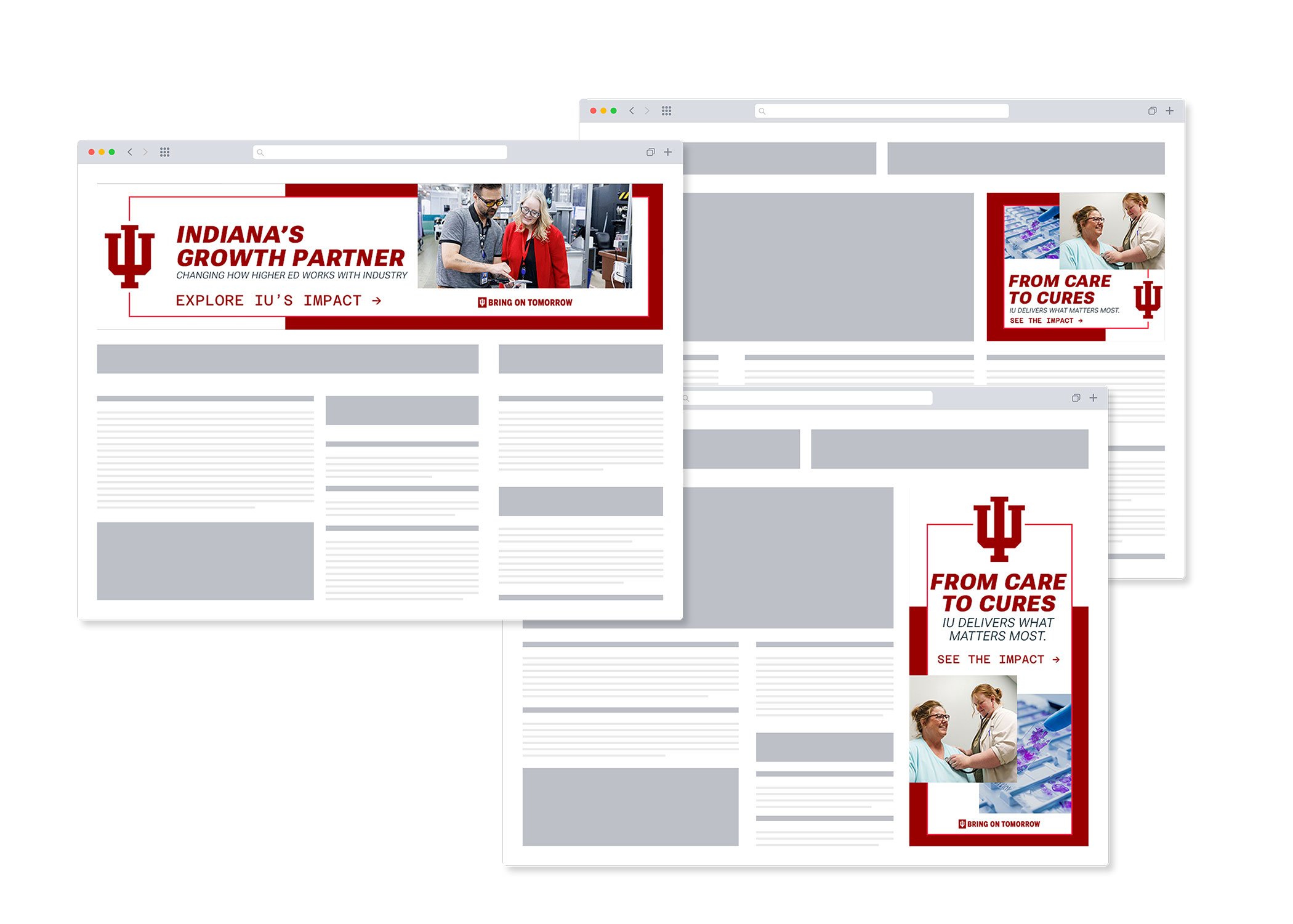 collage of web banners in a mocked up browser window