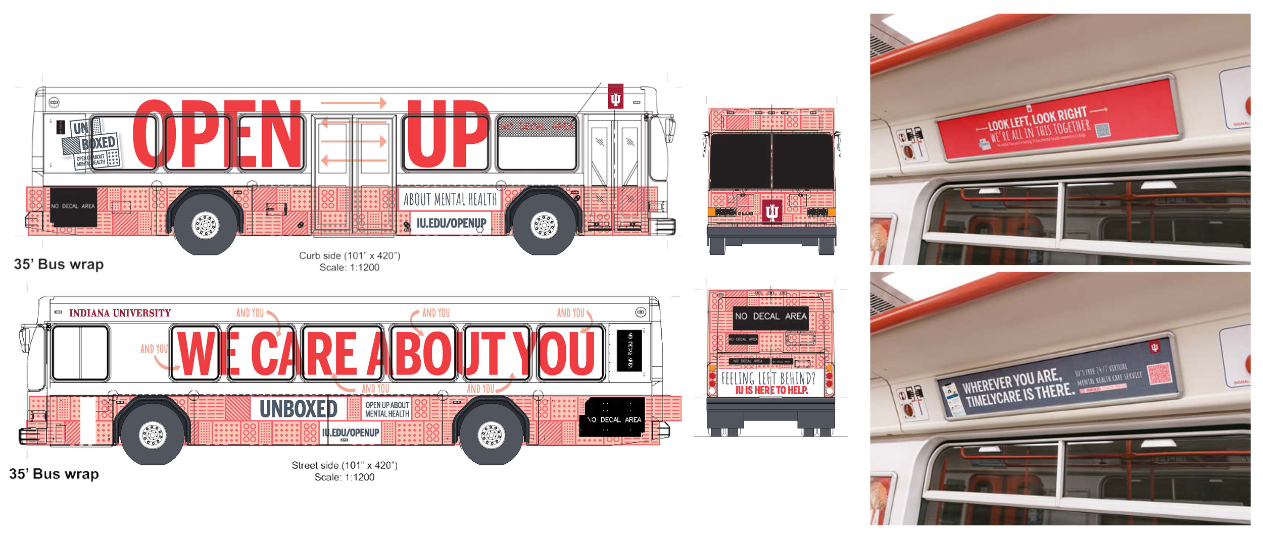 illustration of a bus wrap and interior bus signage
