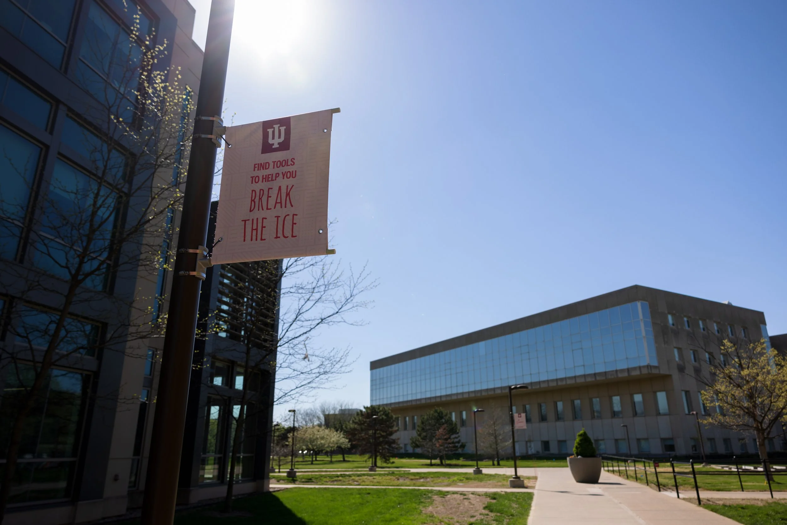 pole banner on a college campus