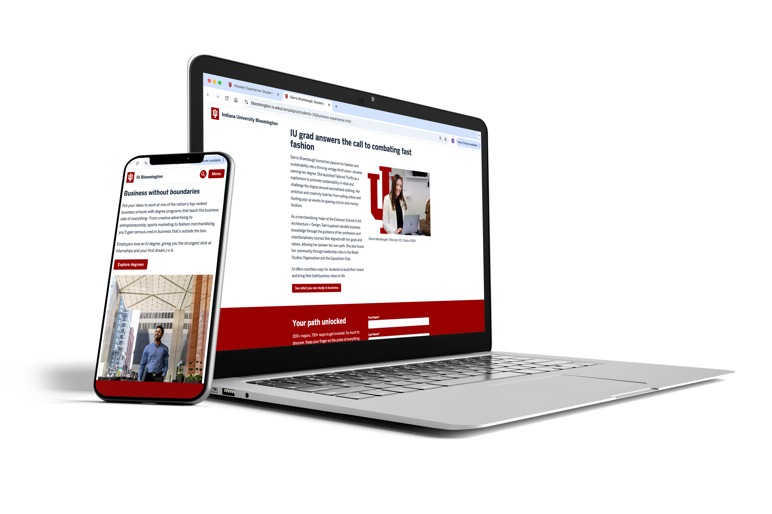 phone and laptop showing images of webpages