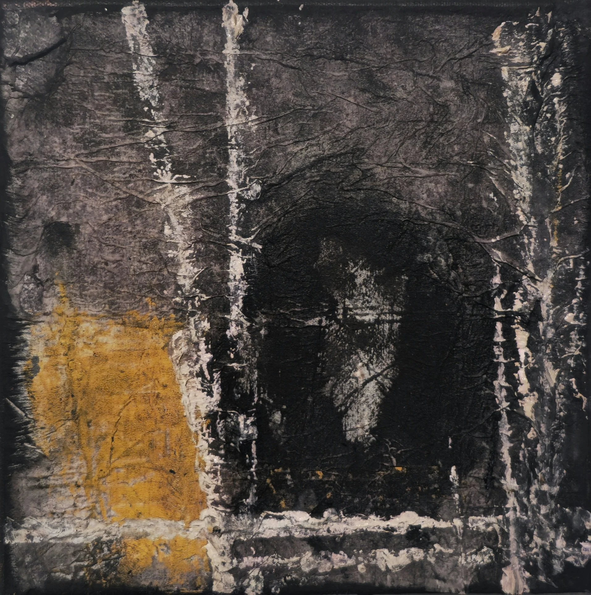 Liminal #25 / 2026 

30x30 cm 
acrylic / ink / tissue /canvas