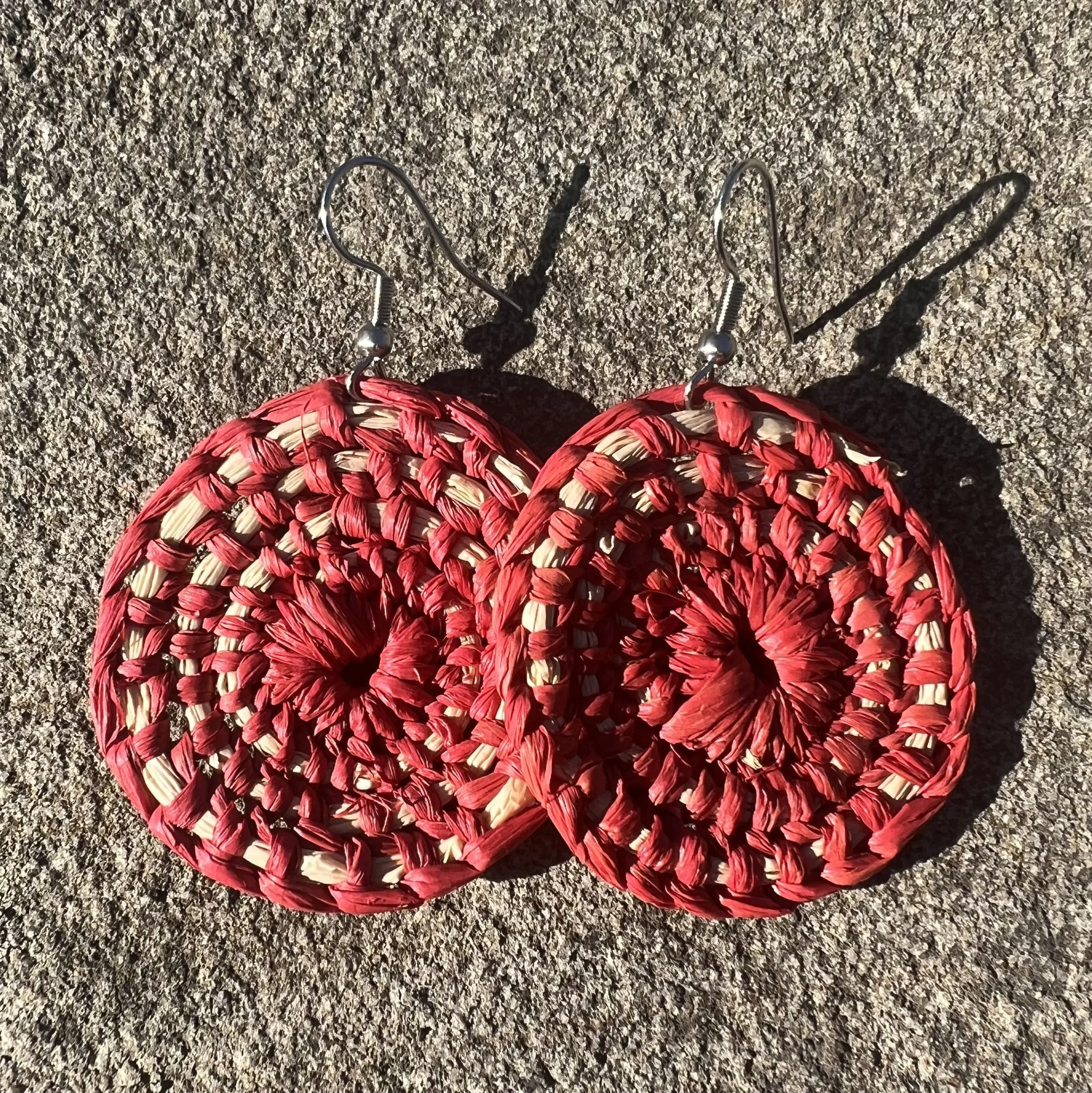 Ribbon Red Woven Earrings