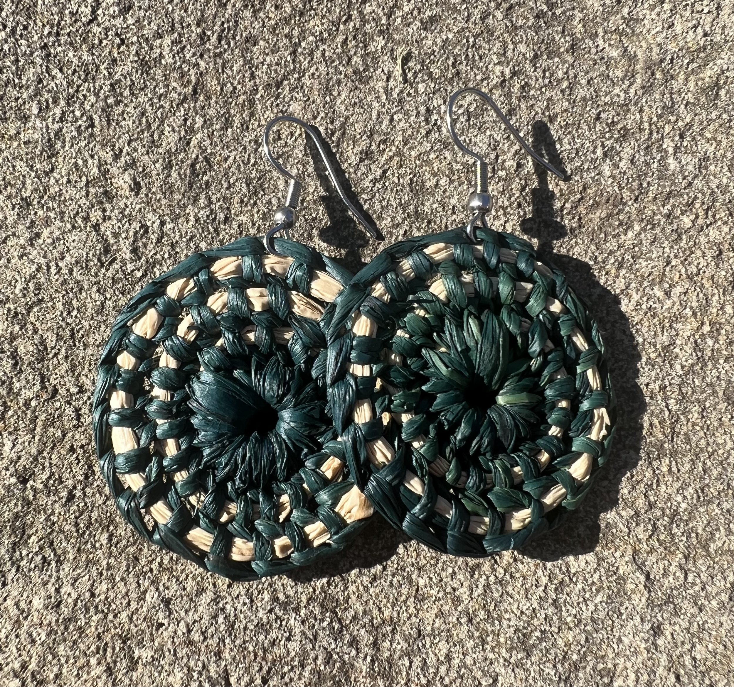 Botanical Green Woven Earrings