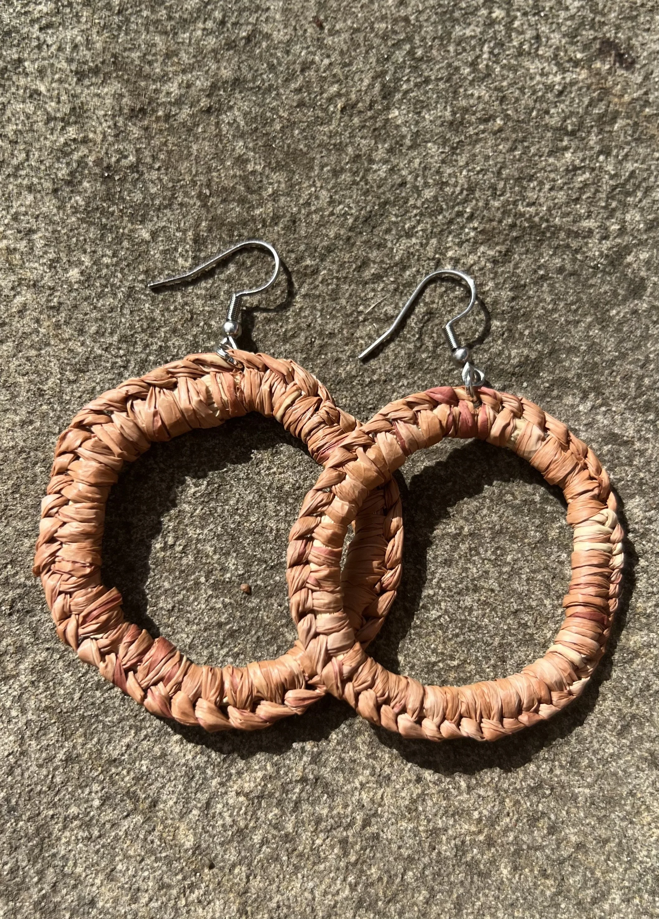 Burnt Umber Circular Woven Earrings