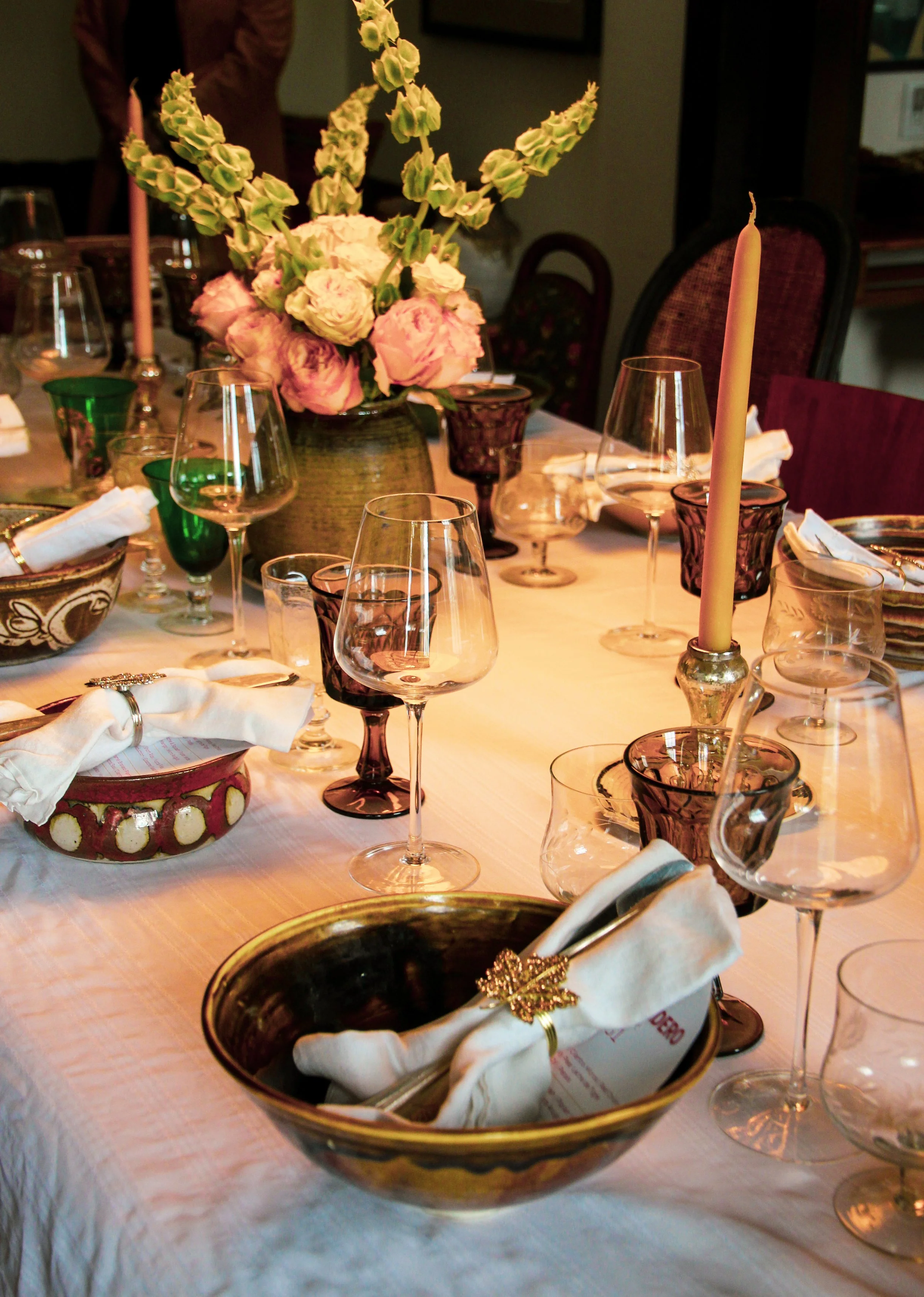 A beautiful table scape at Chef Candice Custodio's Latin Fusion Supper Club Experience on California's Central Coast