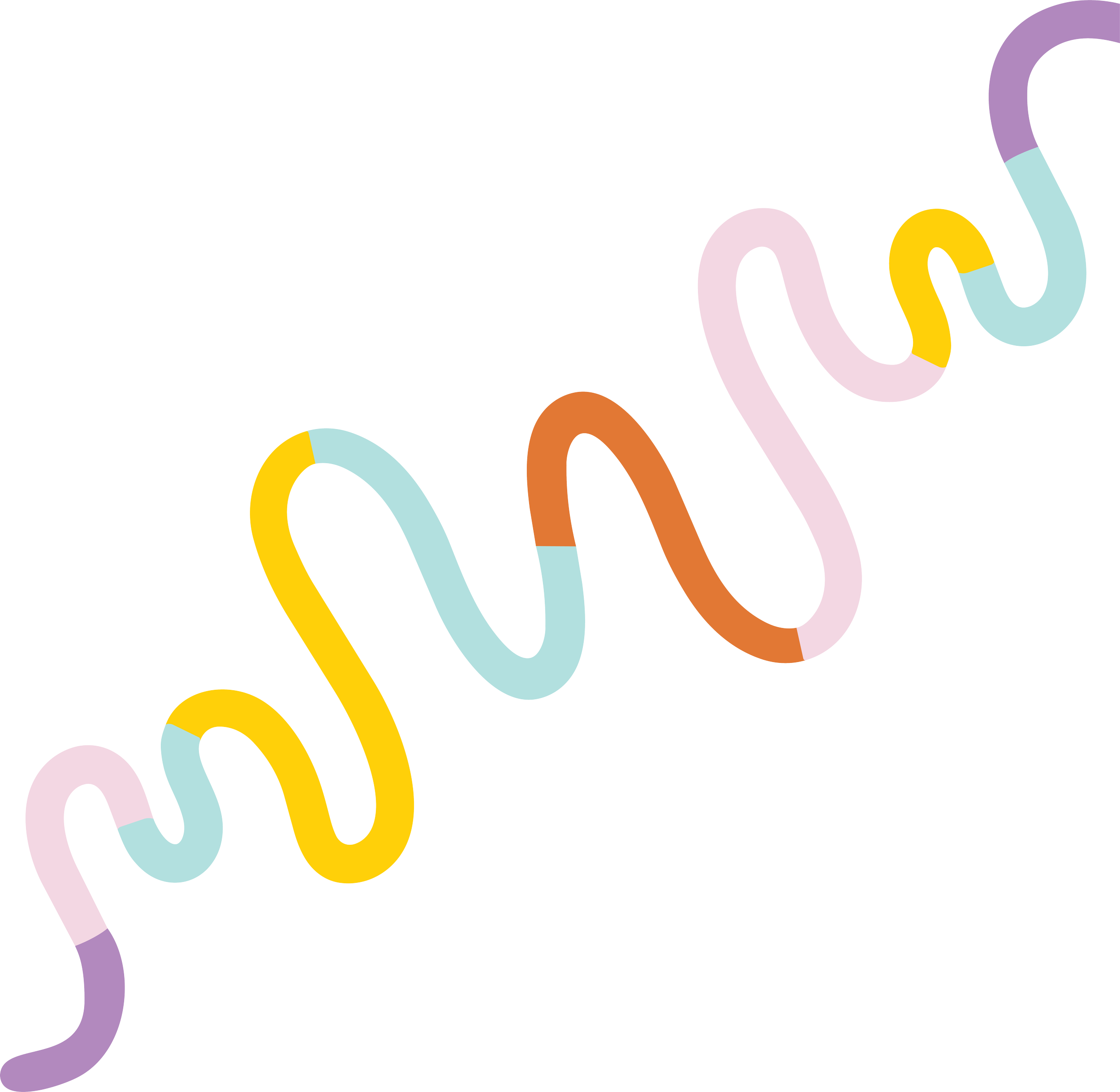 Colorful abstract curvy lines on a black background, resembling a playful, modern design.