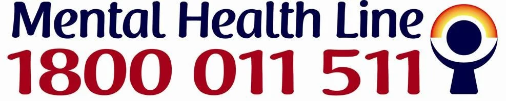Mental health hotline with phone number 1-800-011-511 and a logo featuring a yellow crescent moon with a person silhouette in navy blue