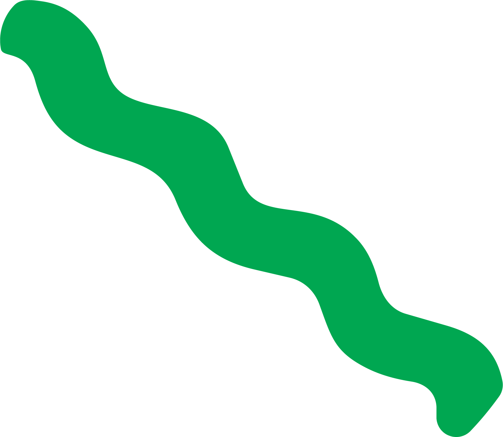 A black background with a green, wavy, elongated shape resembling a curvy strip or ribbon across the image.