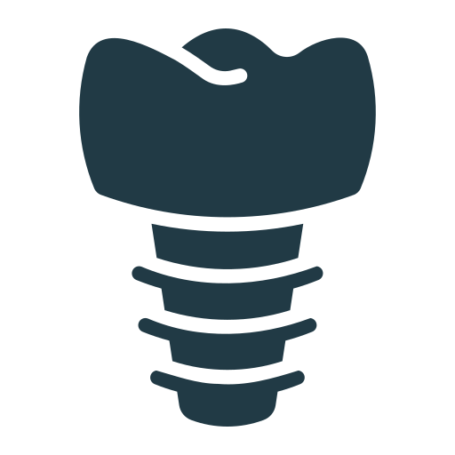 A close-up illustration of a dental implant screw.
