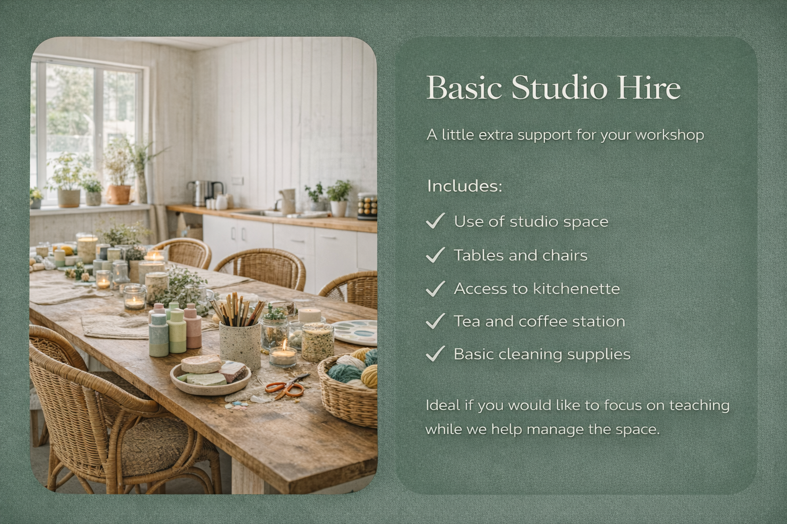 Pottery painting studio setup at The Glaze Shed in Mitchell Shire Victoria with table ready for creative sessions