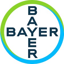 Bayer logo with the company name arranged vertically inside a circle