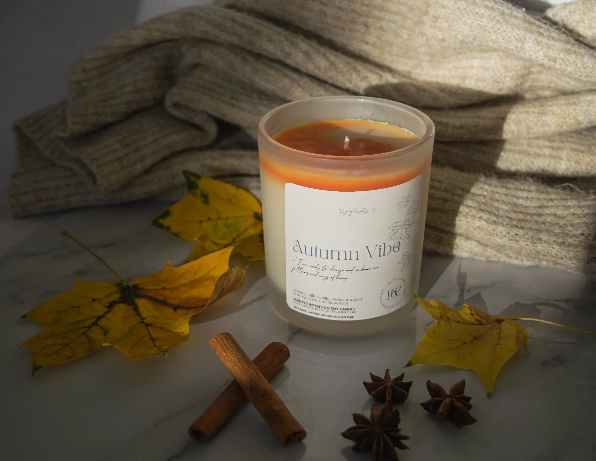 Autumn Vibe 3000g 𓇢𓆸  Pumpkin Chai  Scented Intention Soy Wax Candle
